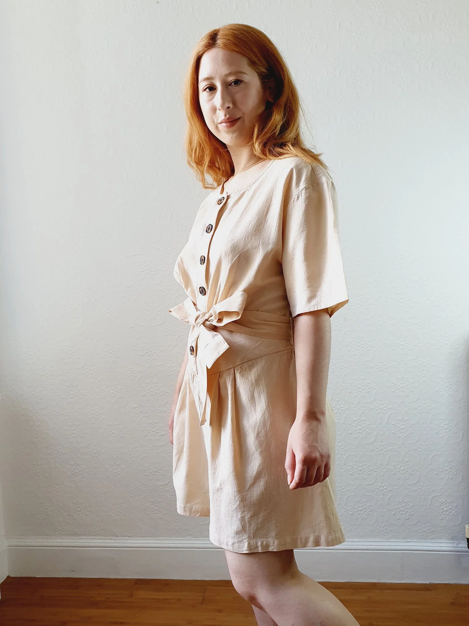Preloved Cotton/Linen Blend Playsuit - M/L - Image 3