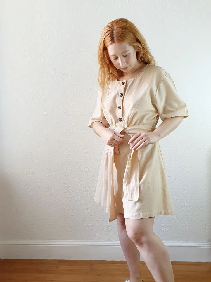 Preloved Cotton/Linen Blend Playsuit - M/L - Image 4