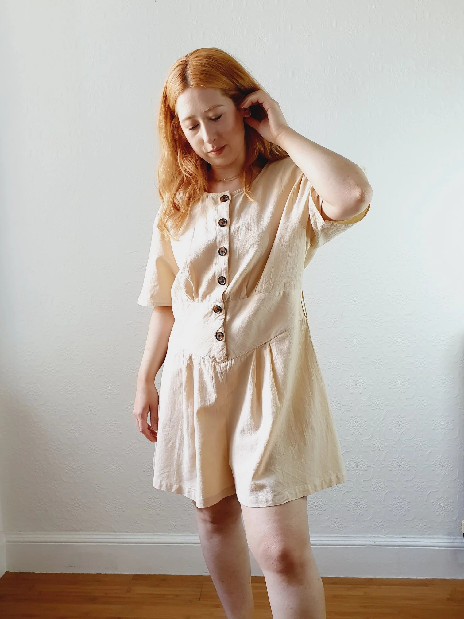 Preloved Cotton/Linen Blend Playsuit - M/L - Image 5