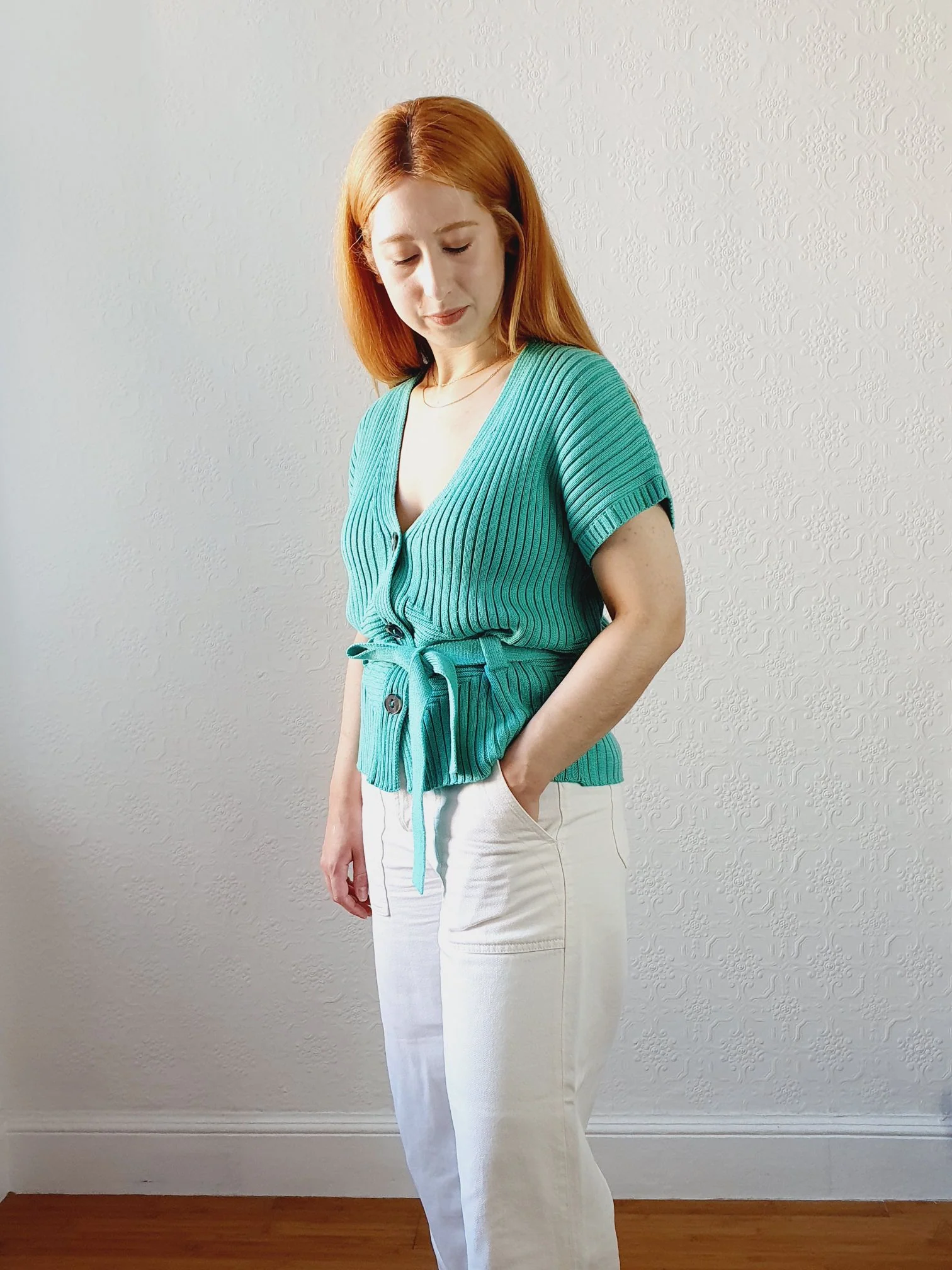 Preloved Green Belted Knit - M/L - Image 6