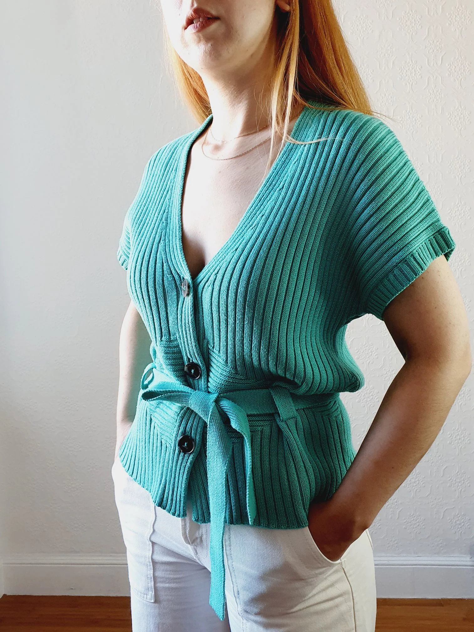 Preloved Green Belted Knit - M/L - Image 8