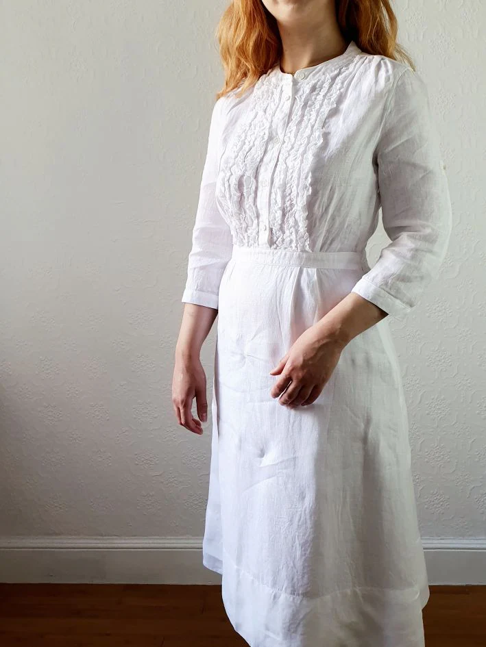 Preloved White Linen Dress - XS/S - Image 2