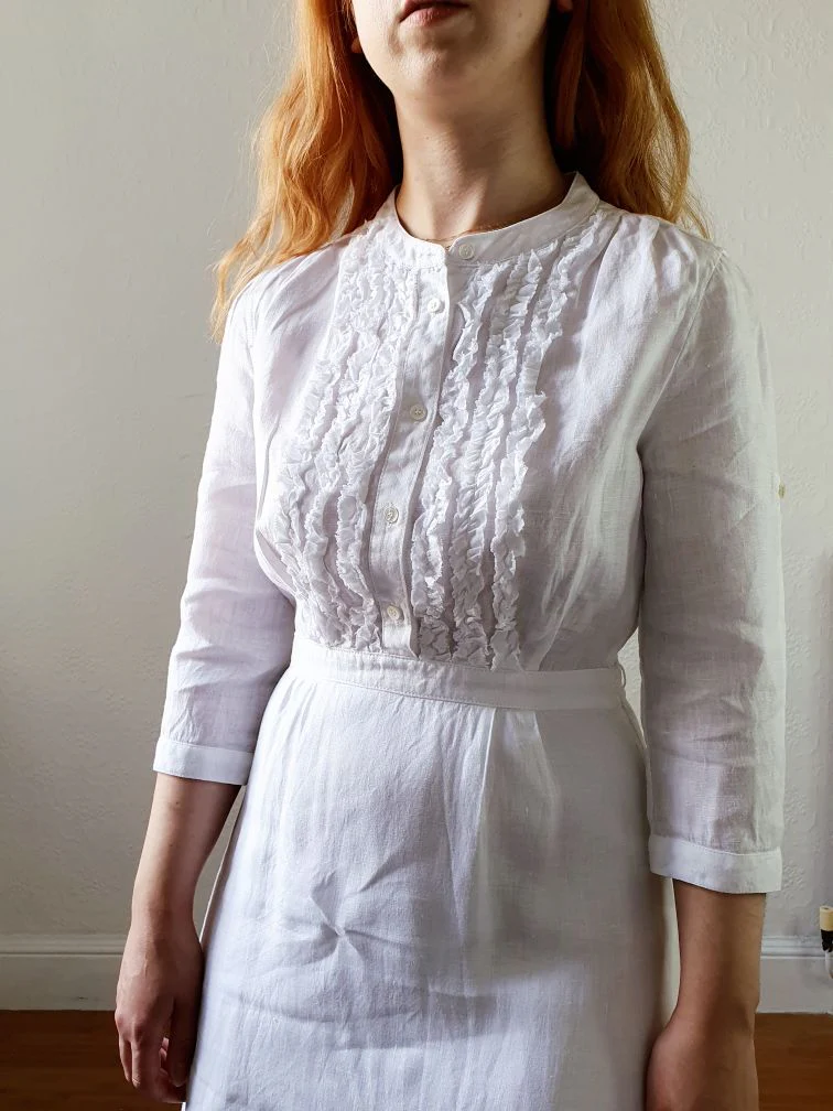 Preloved White Linen Dress - XS/S - Image 4