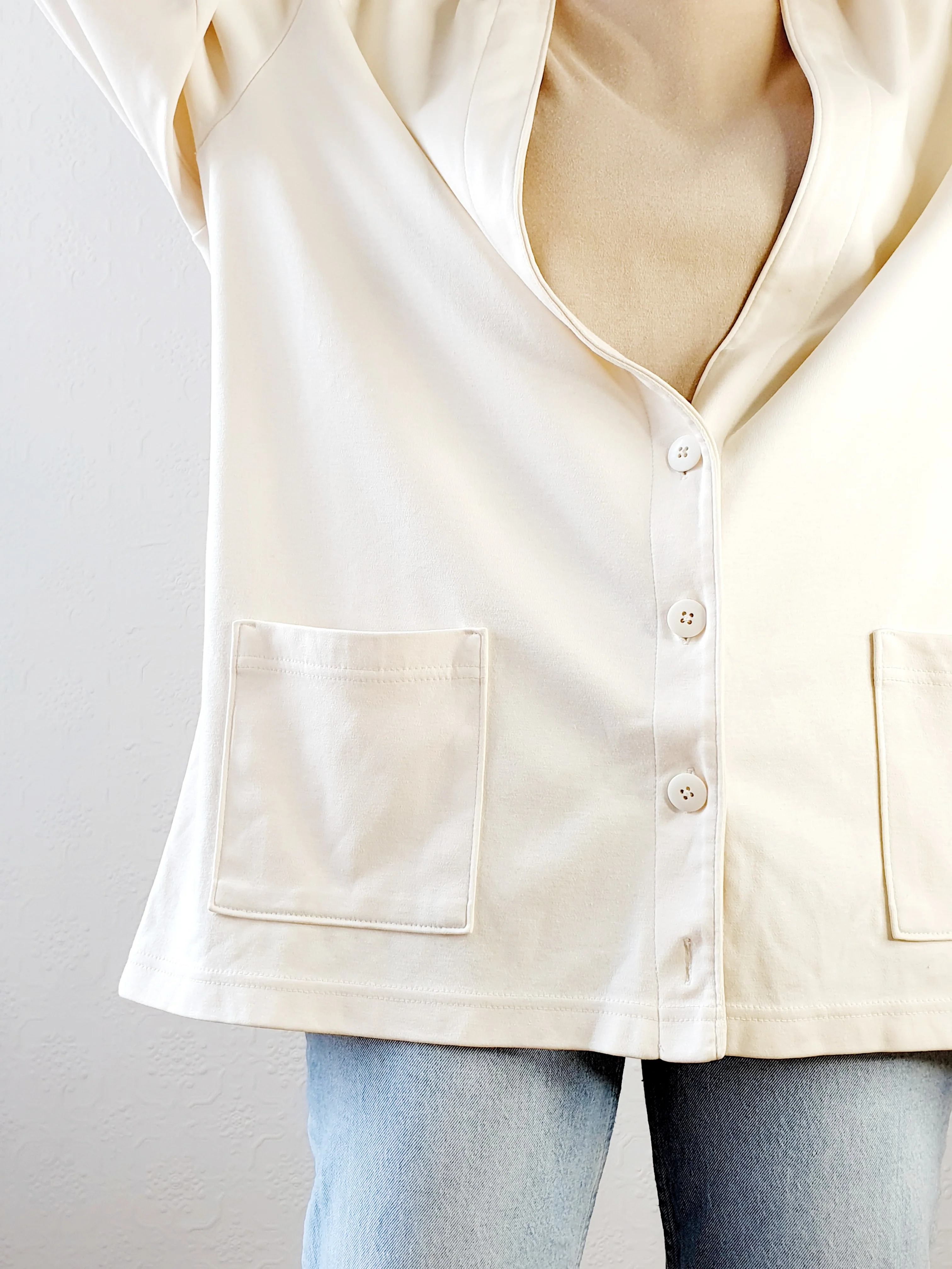 Pure Cotton Cream Jersey Cardigan - XXL - Image 3