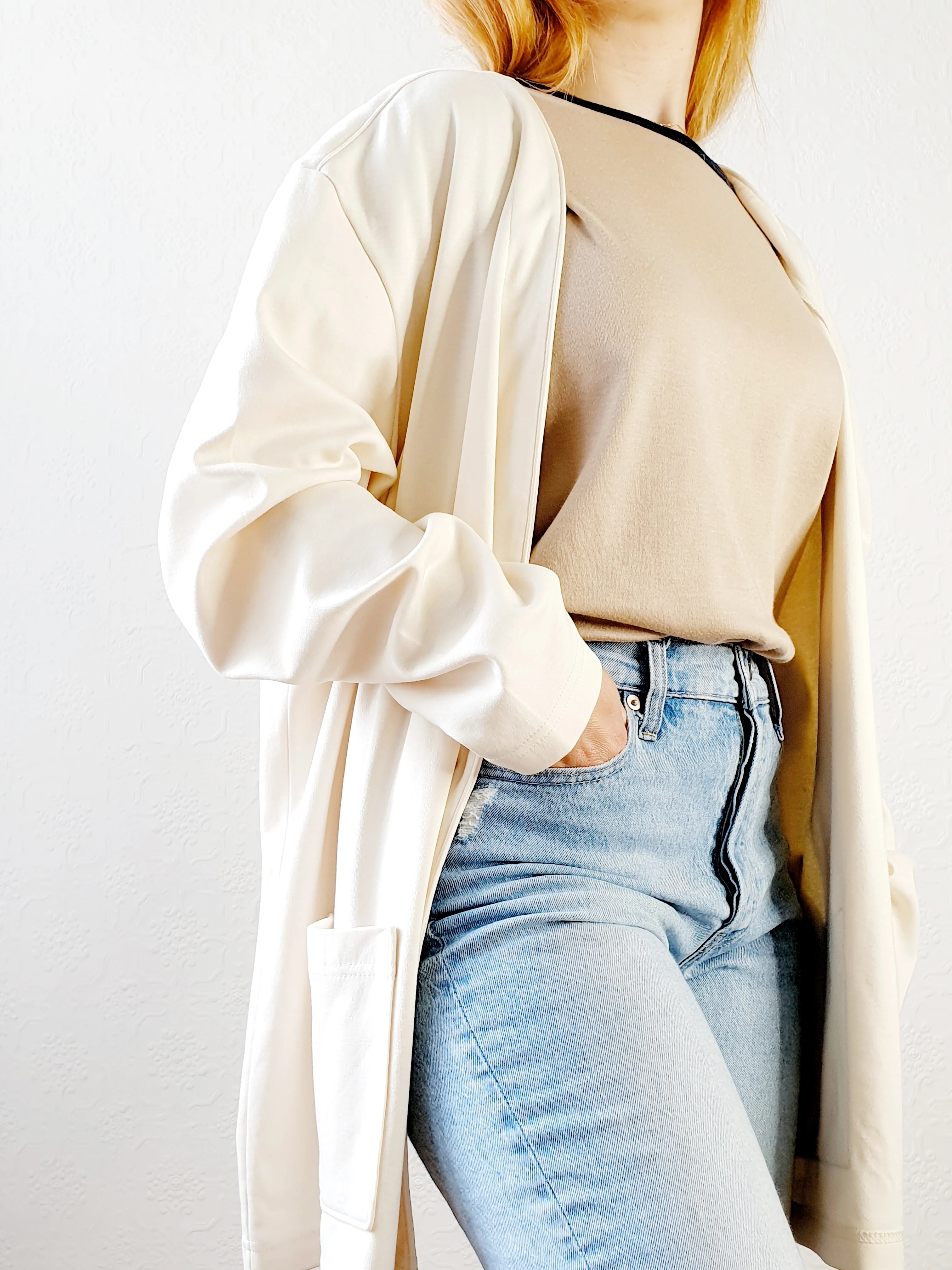 Pure Cotton Cream Jersey Cardigan - XXL - Image 4