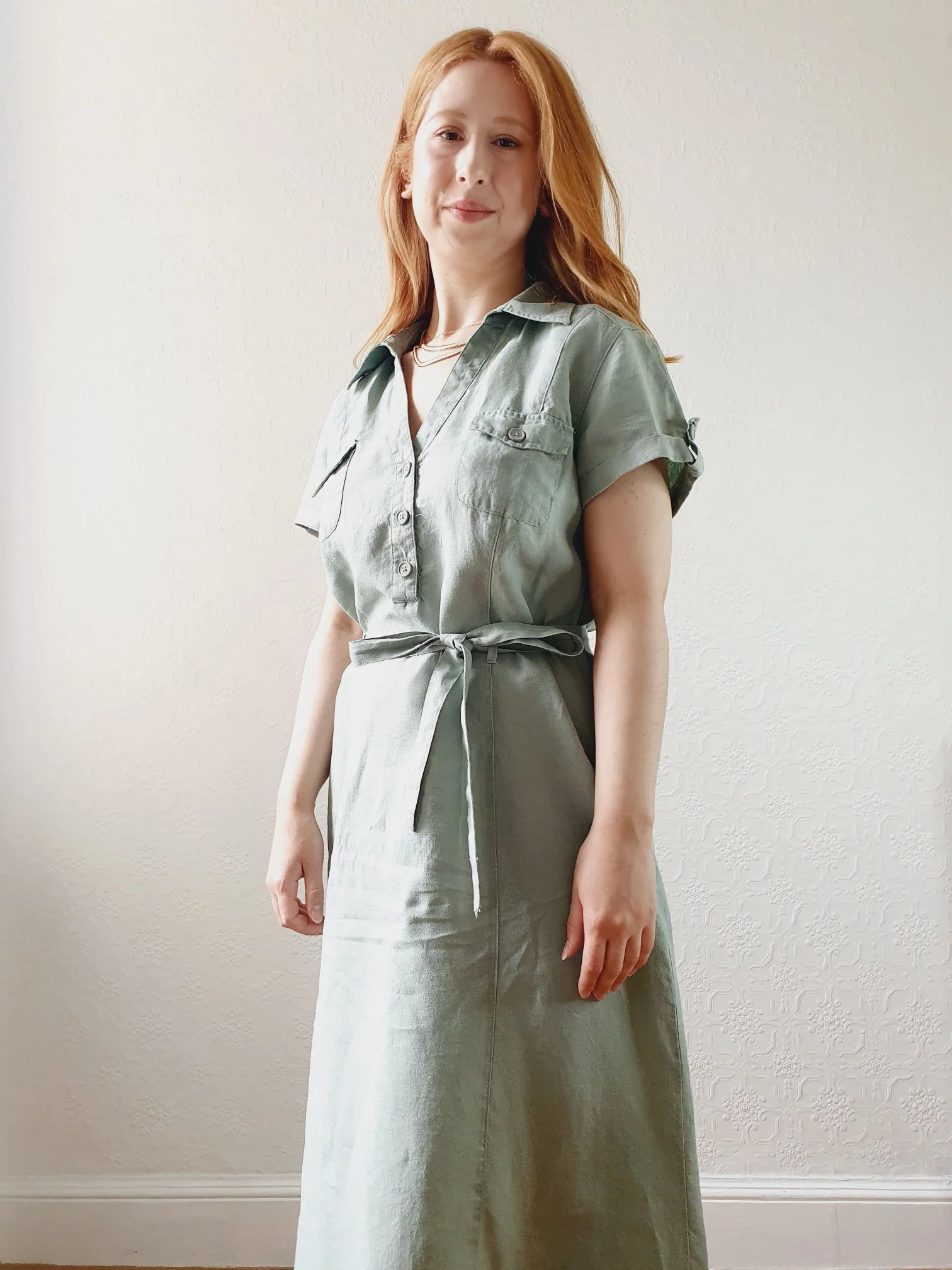 Pure Linen Shirt Dress - L - Image 2