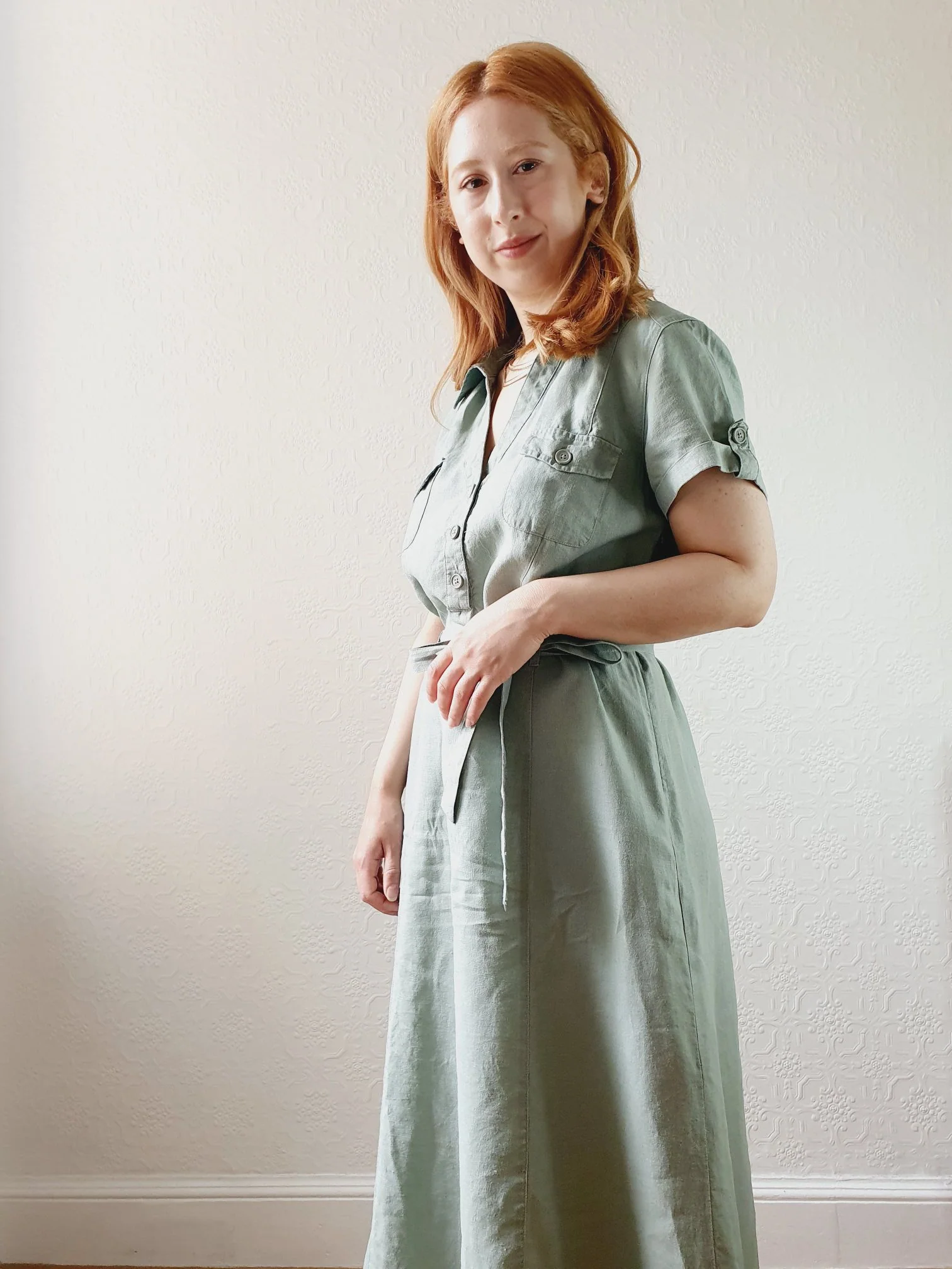 Pure Linen Shirt Dress - L - Image 4