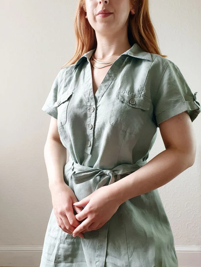 Pure Linen Shirt Dress - L - Image 5