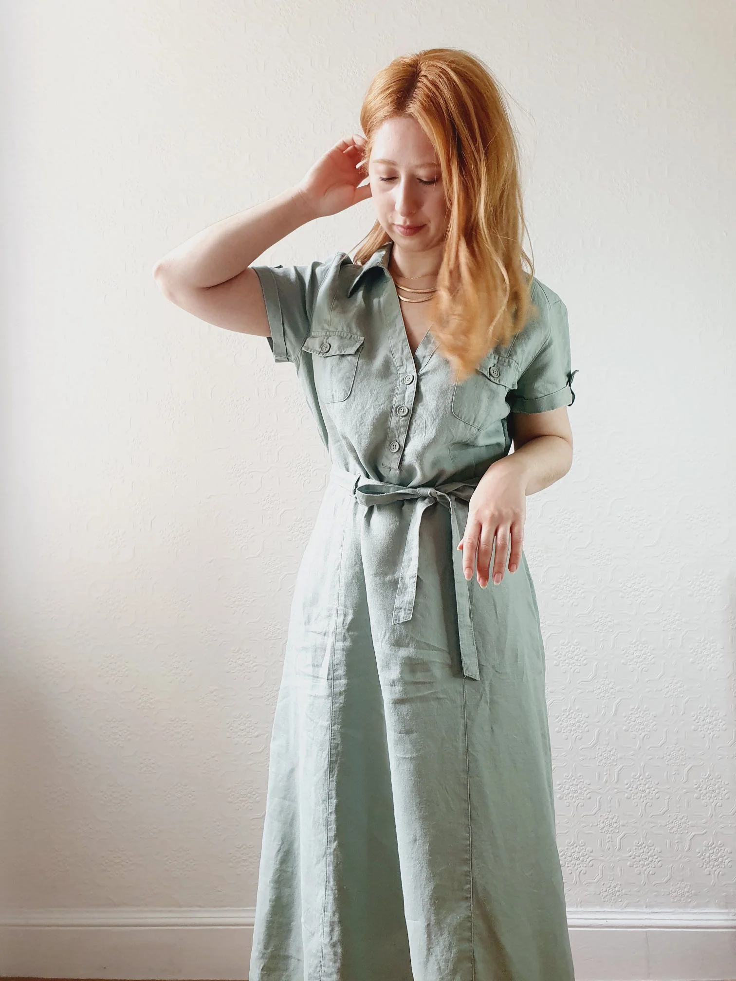 Pure Linen Shirt Dress - L - Image 7