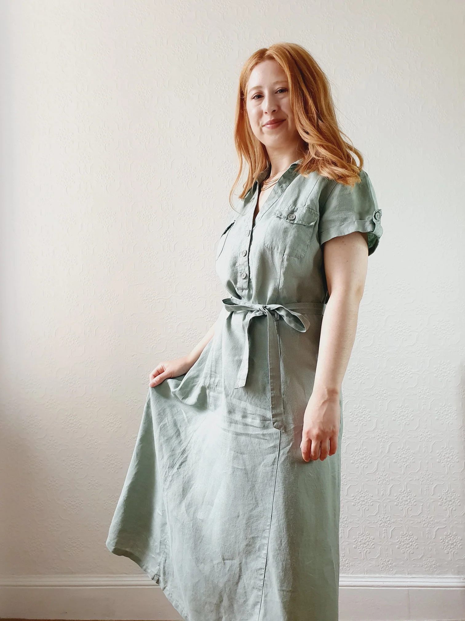 Pure Linen Shirt Dress - L - Image 9
