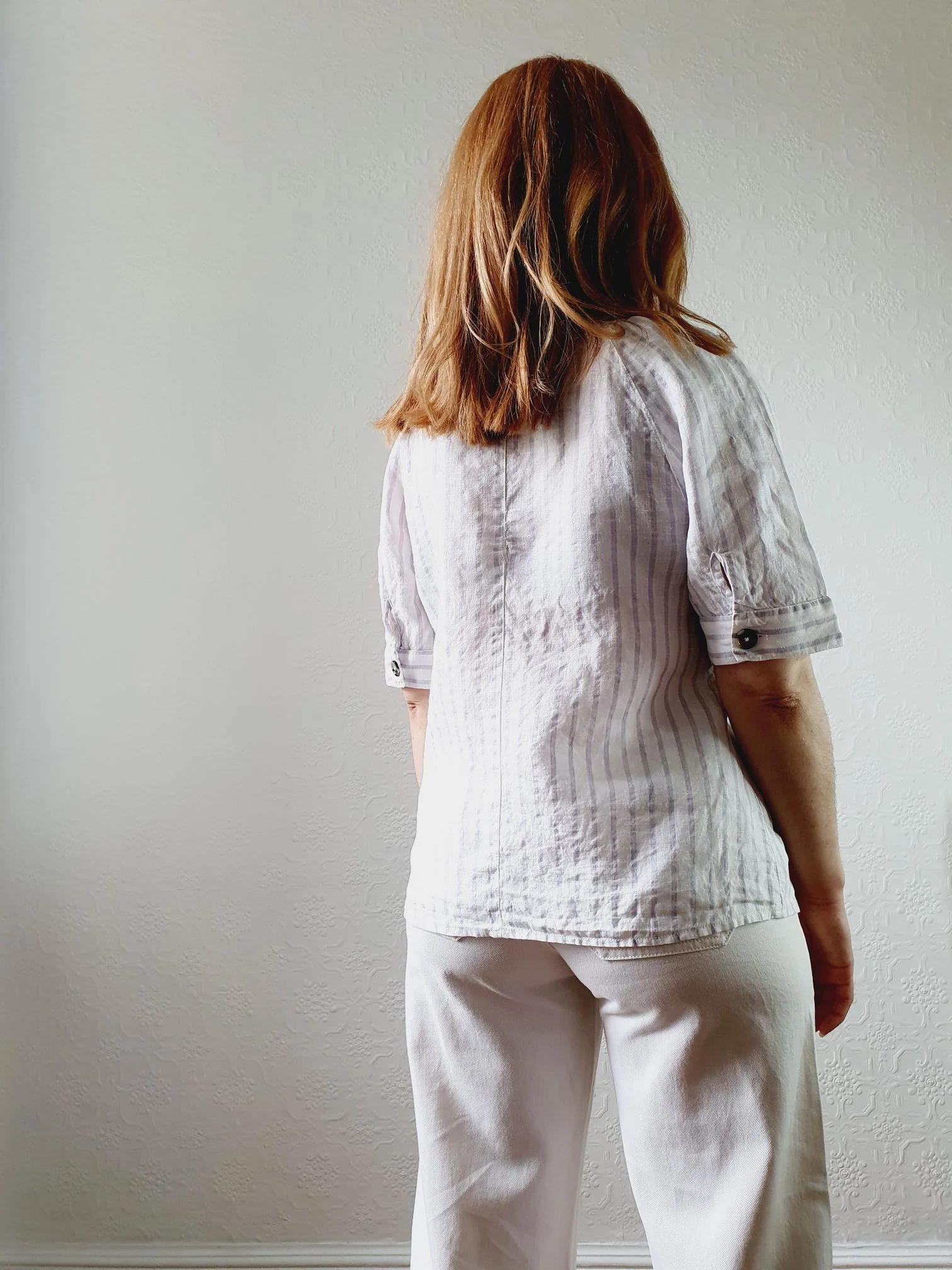 Pure Linen Striped Blouse - S/M - Image 5