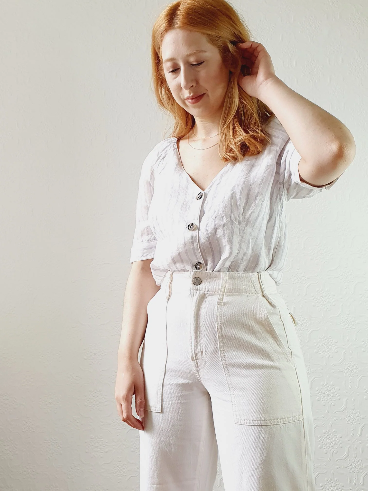 Pure Linen Striped Blouse - S/M - Image 6