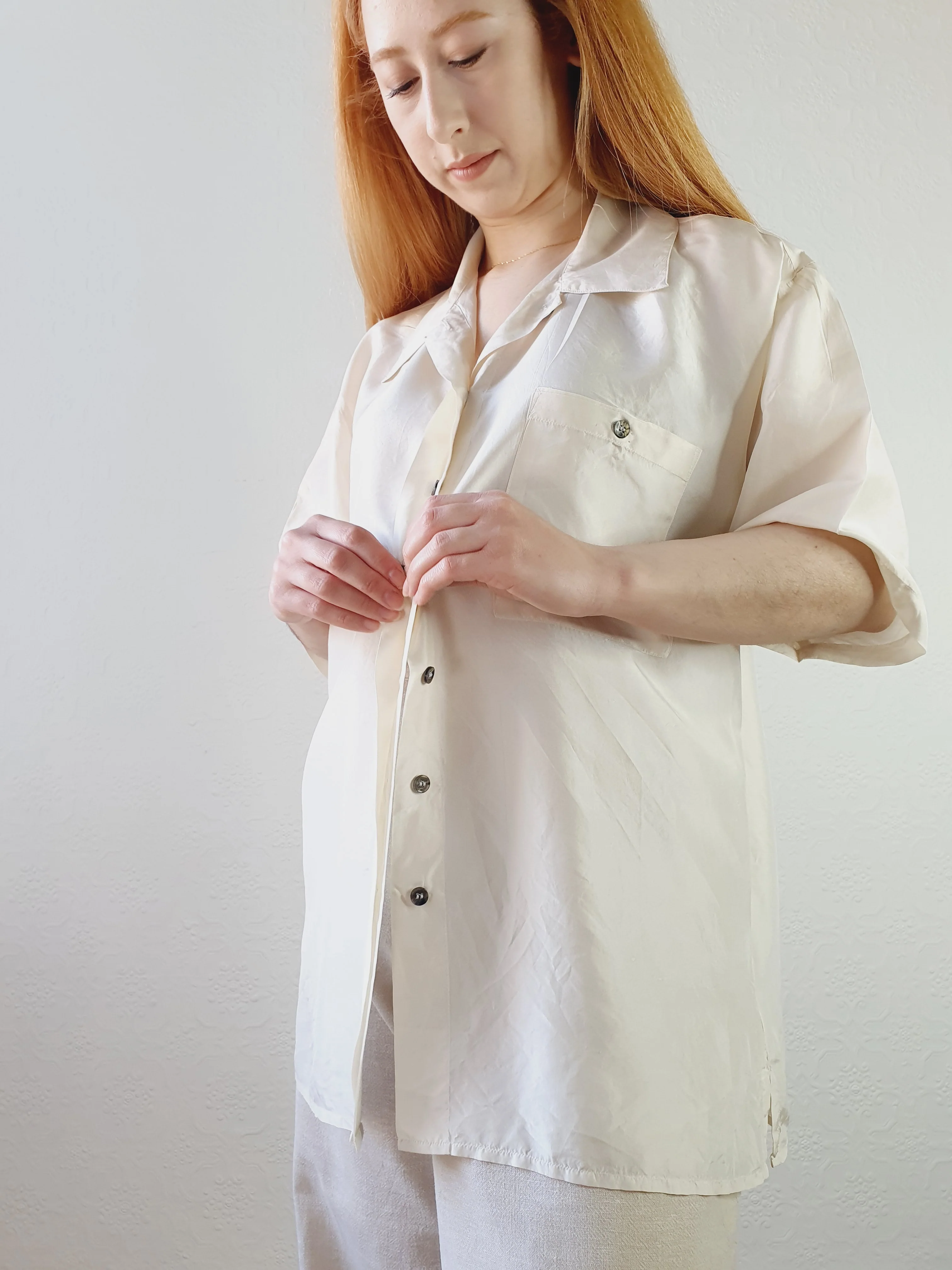 Pure Silk Ivory Boxy Top - XL - Image 2