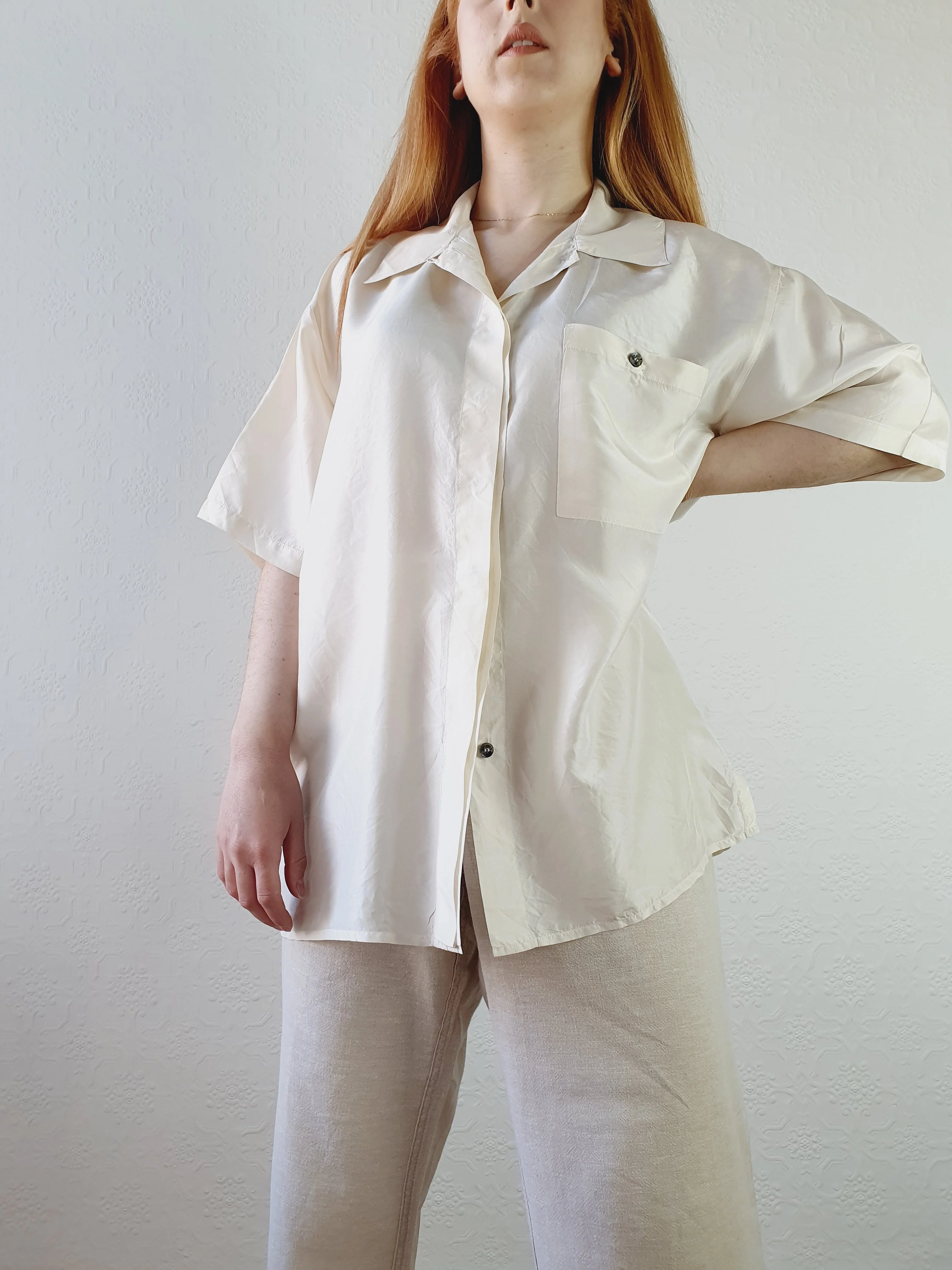 Pure Silk Ivory Boxy Top - XL - Image 3