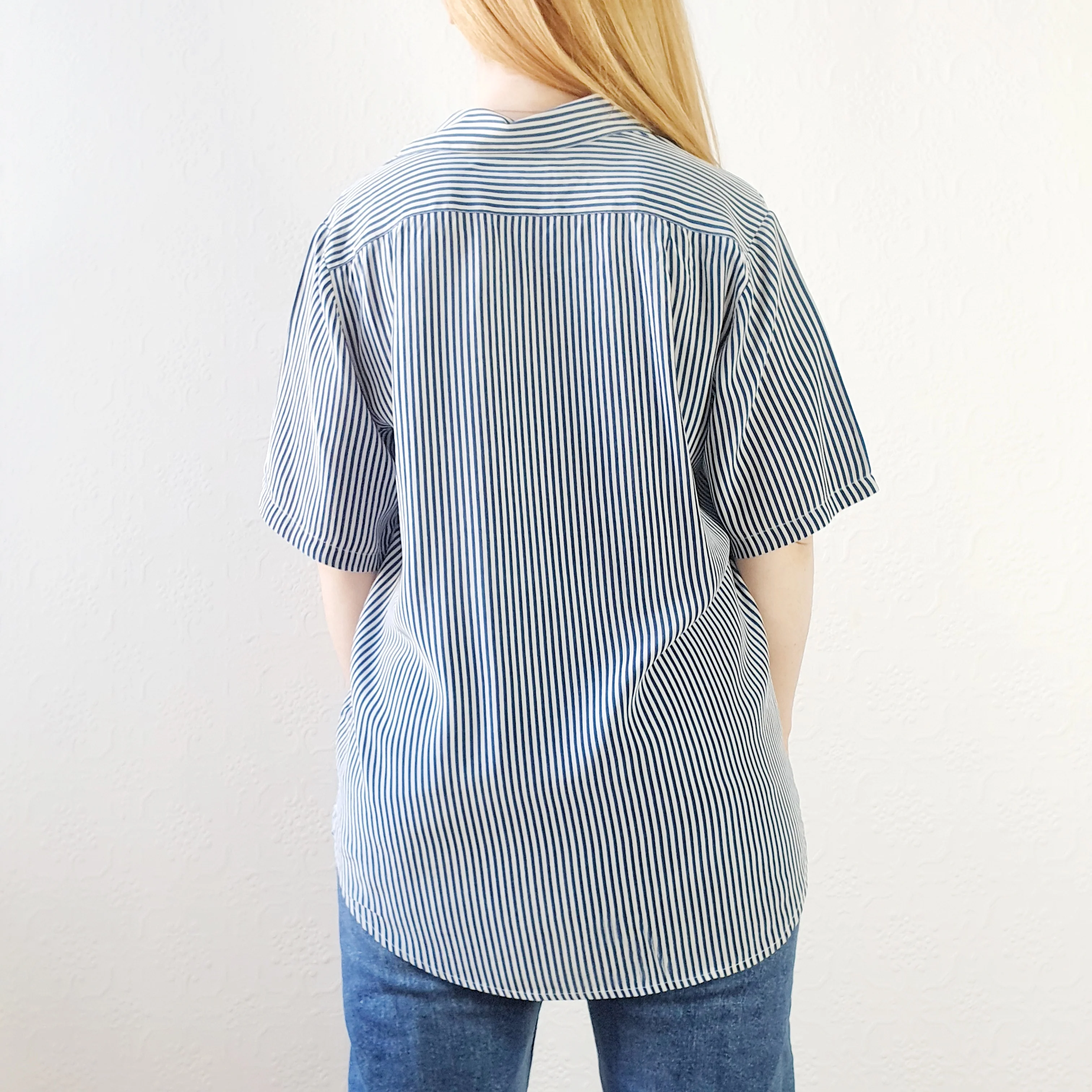 Pure Silk Striped Blouse - L - Image 6