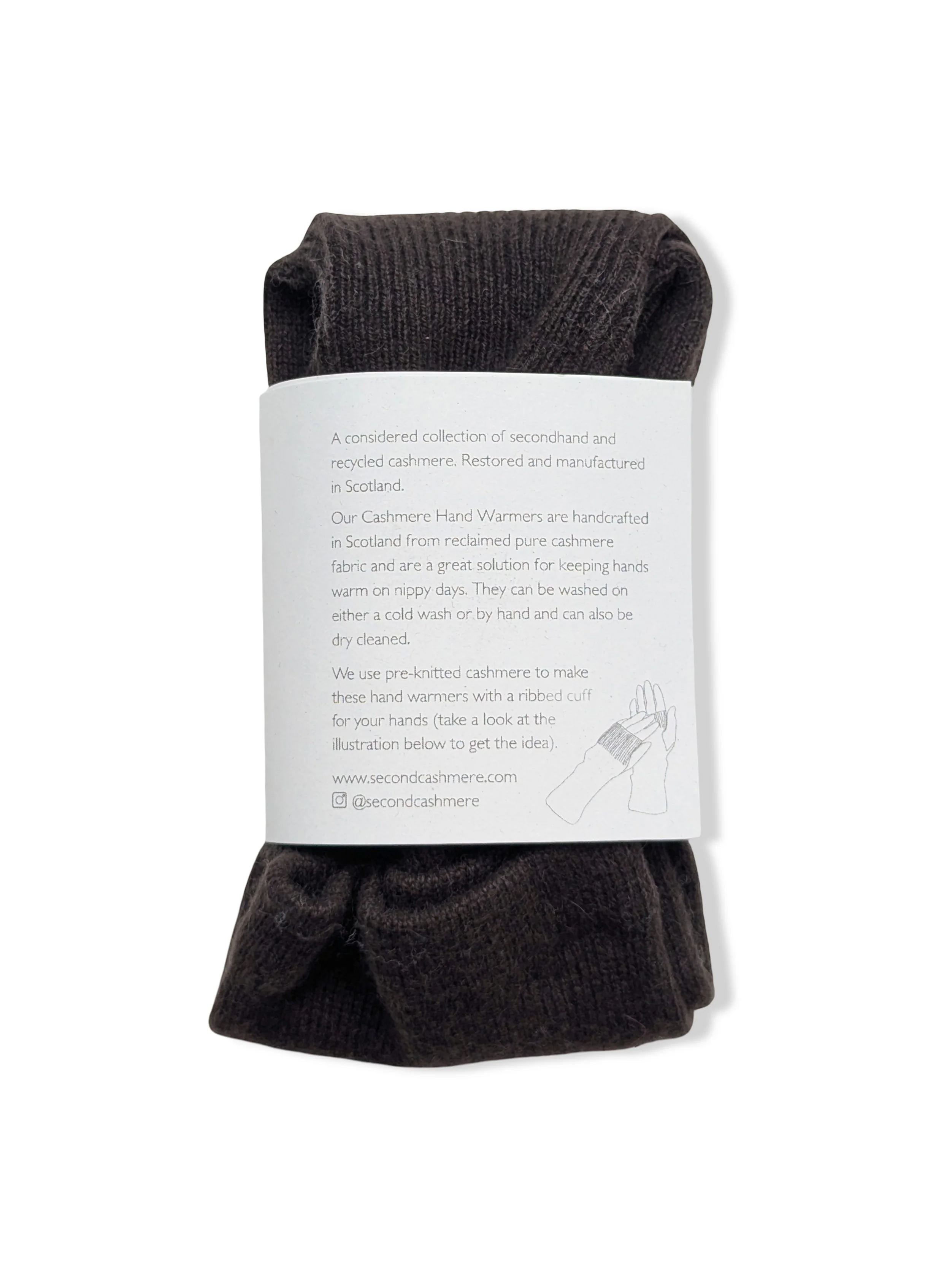 Reworked Cashmere Fingerless Gloves - Brown - Image 4