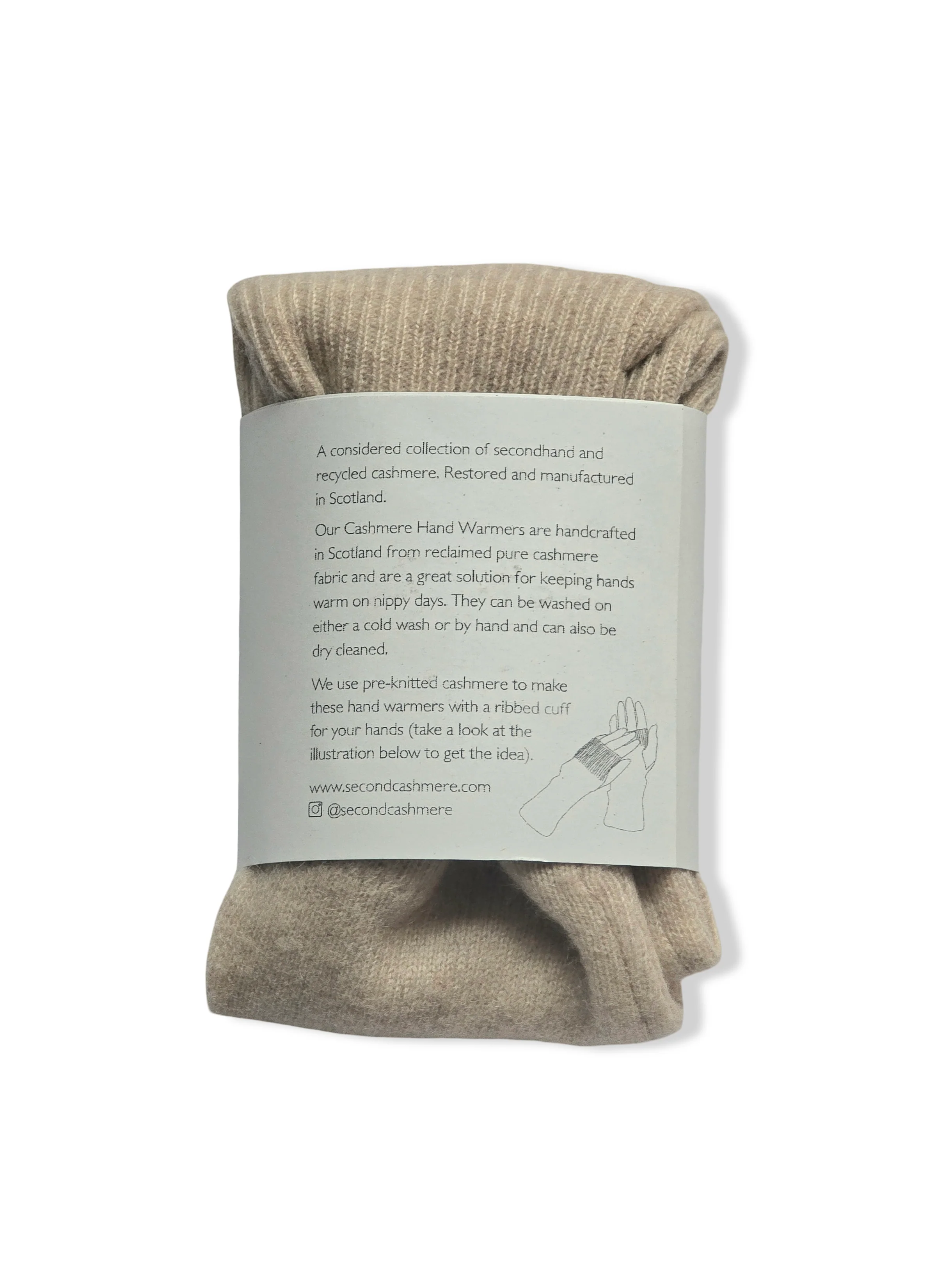 Reworked Cashmere Fingerless Gloves - Cream - Image 4
