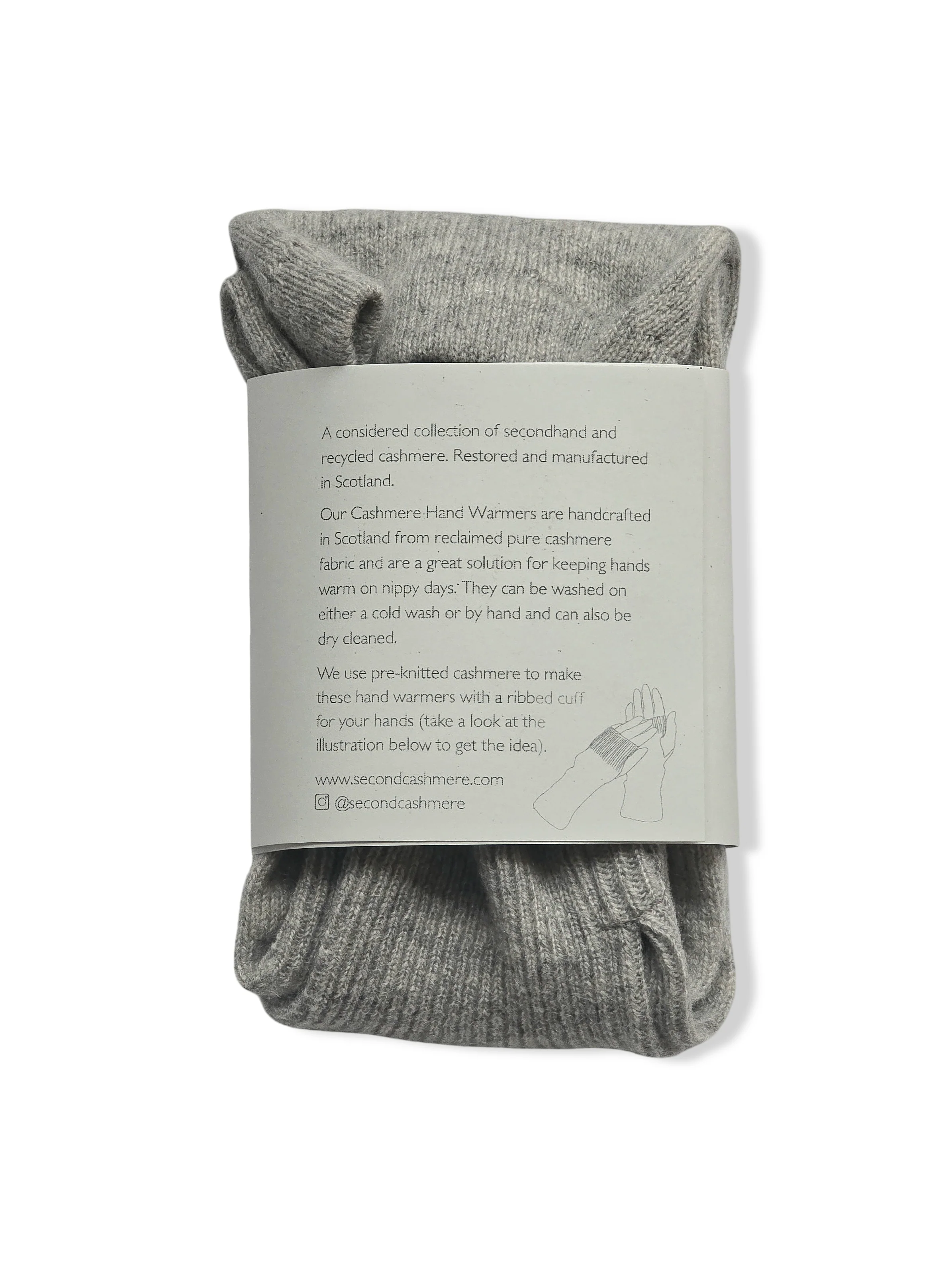 Reworked Cashmere Fingerless Gloves - Grey - Image 4