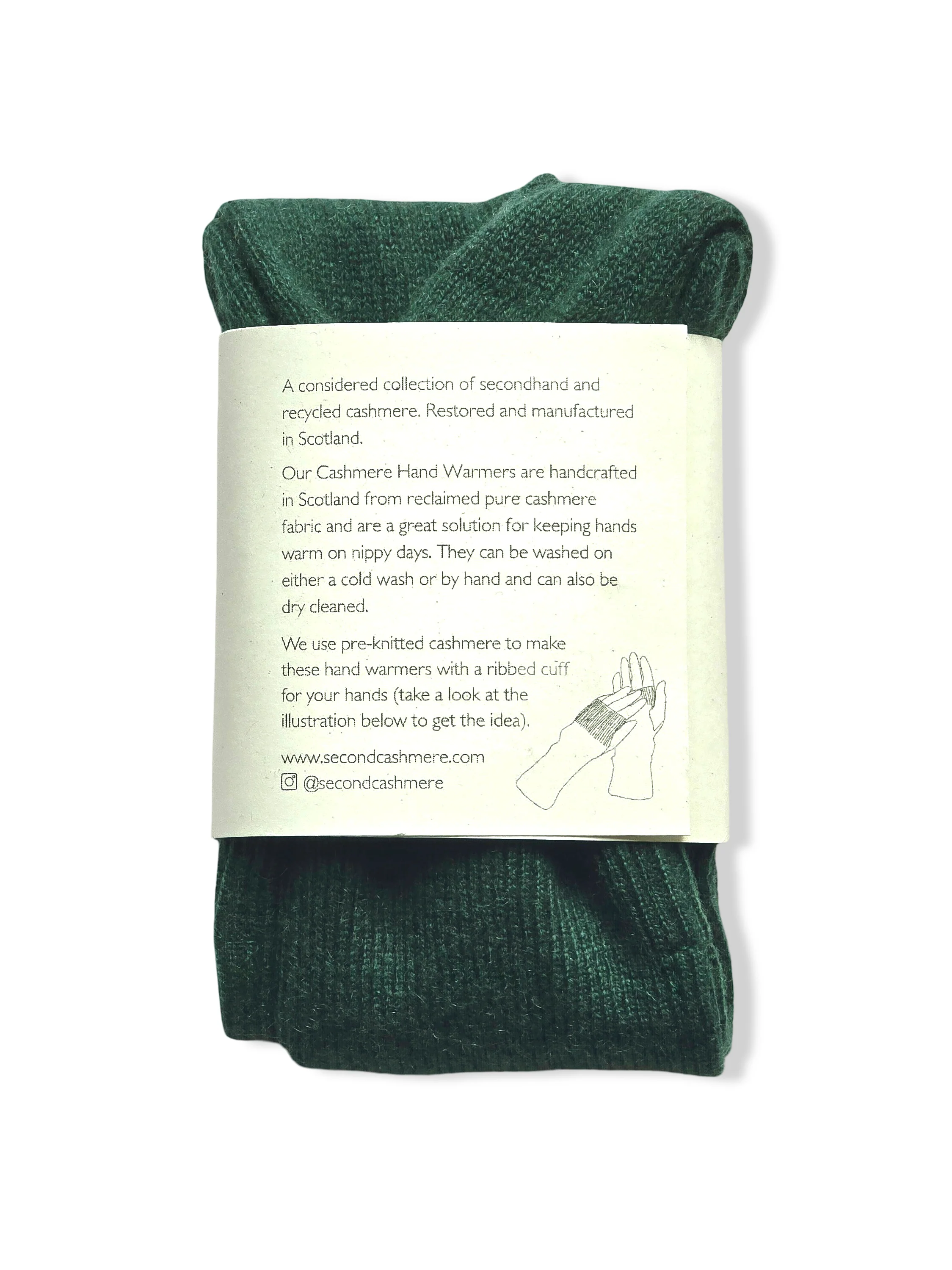 Reworked Cashmere Fingerless Gloves - Green - Image 4