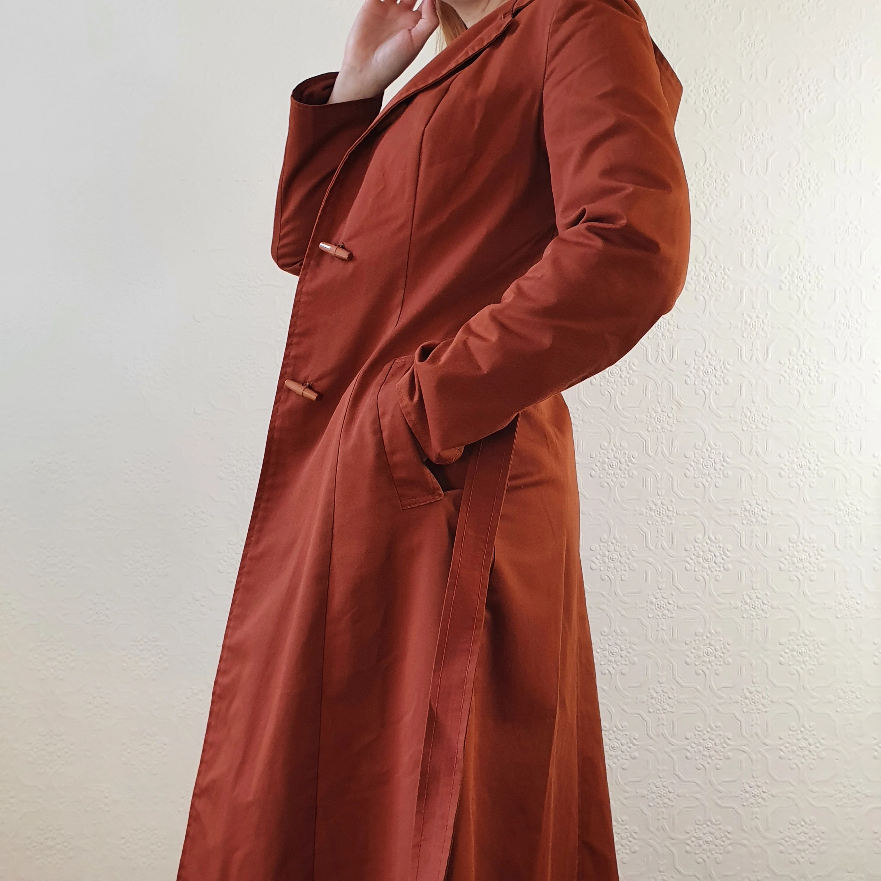 Rust Hooded Trench Coat - XS - Image 2