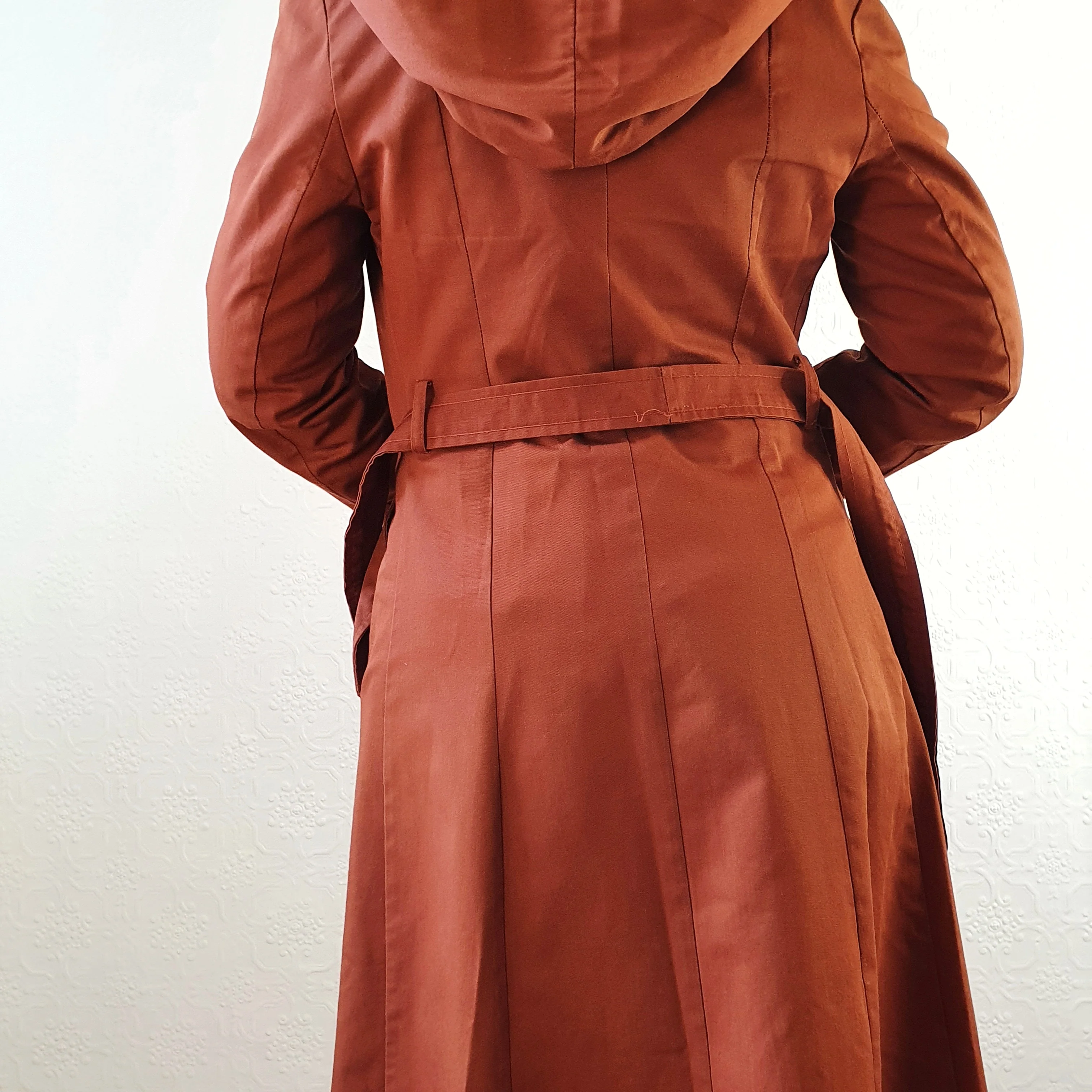Rust Hooded Trench Coat - XS - Image 3