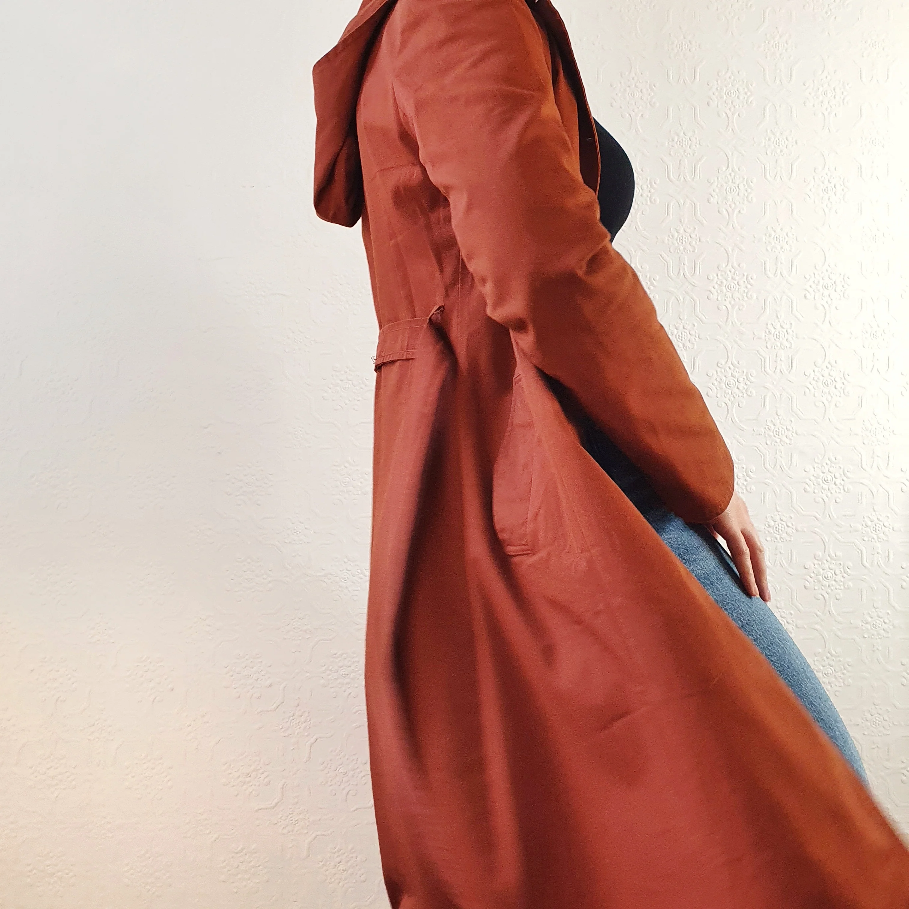 Rust Hooded Trench Coat - XS - Image 4