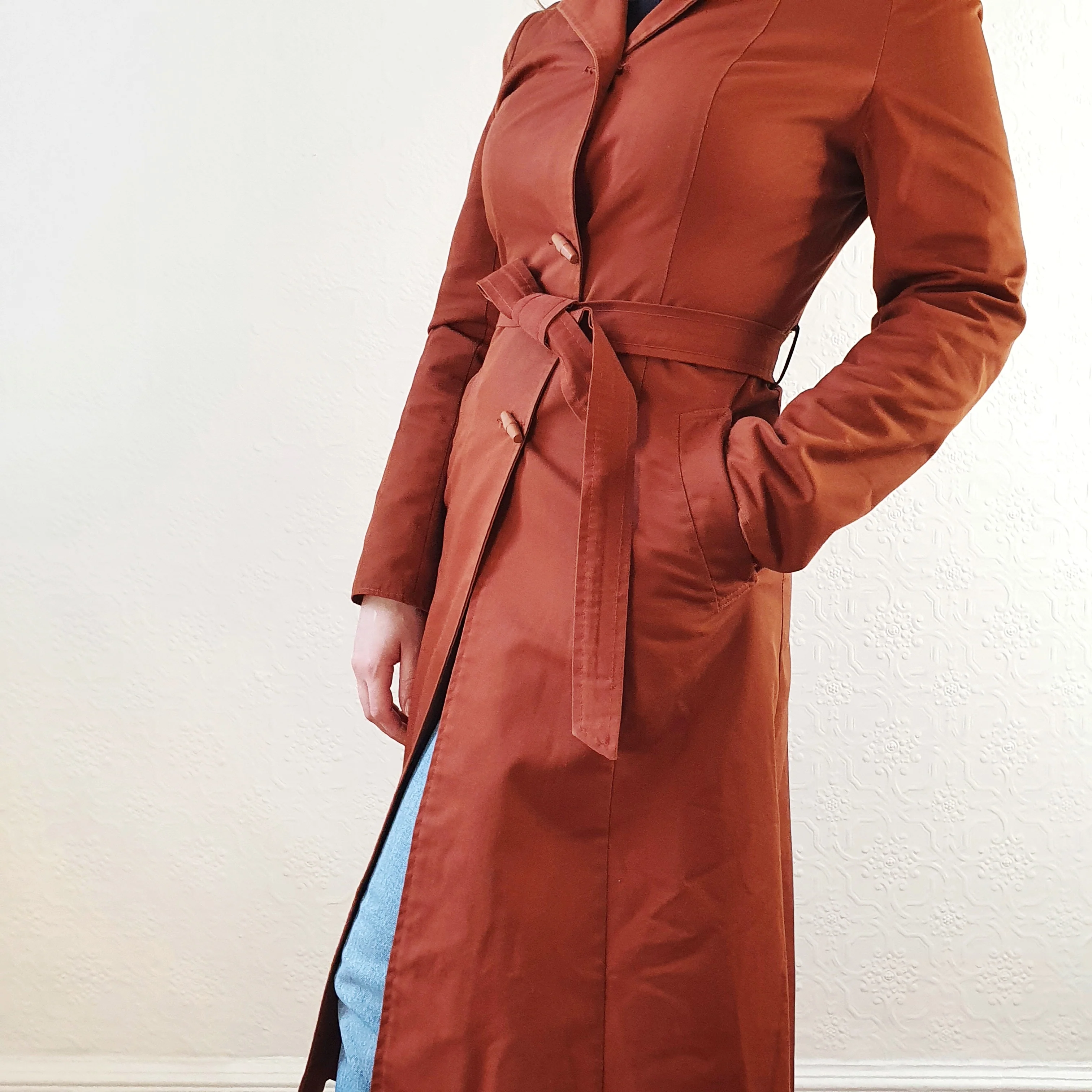 Rust Hooded Trench Coat - XS - Image 5
