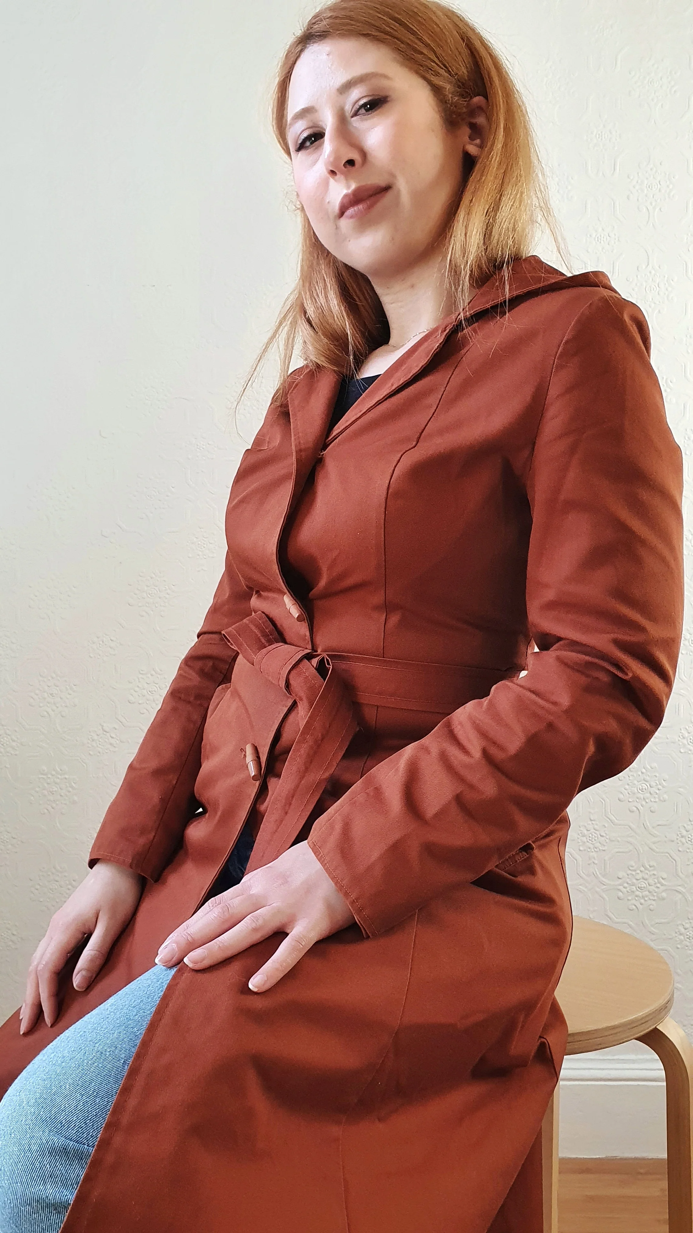 Rust Hooded Trench Coat - XS - Image 6