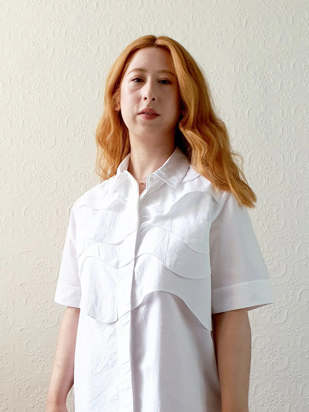 Scalloped Detail Cotton Blouse - M/L - Image 2