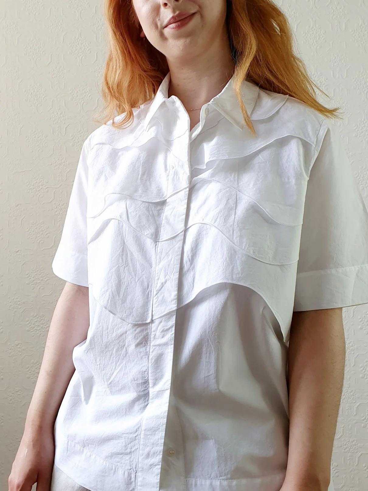 Scalloped Detail Cotton Blouse - M/L - Image 3