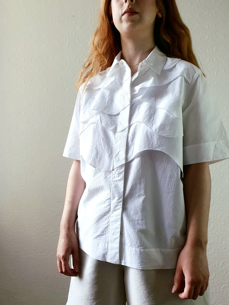 Scalloped Detail Cotton Blouse - M/L - Image 6
