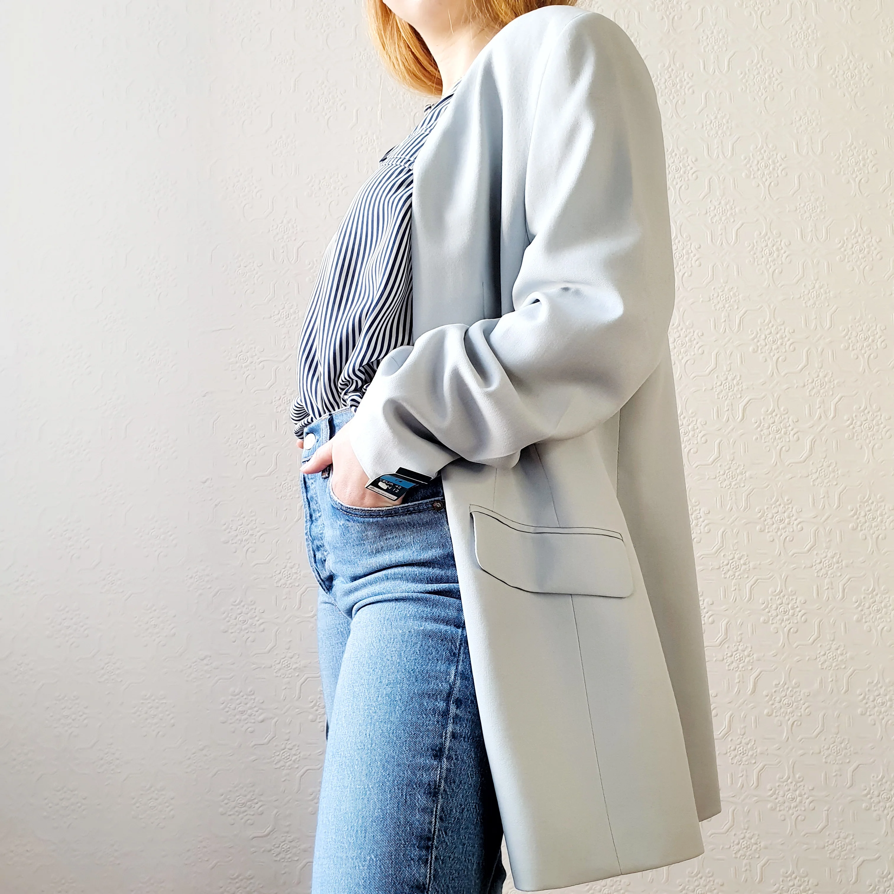 St Michael Baby Blue Wool Blazer - M/L - Image 2