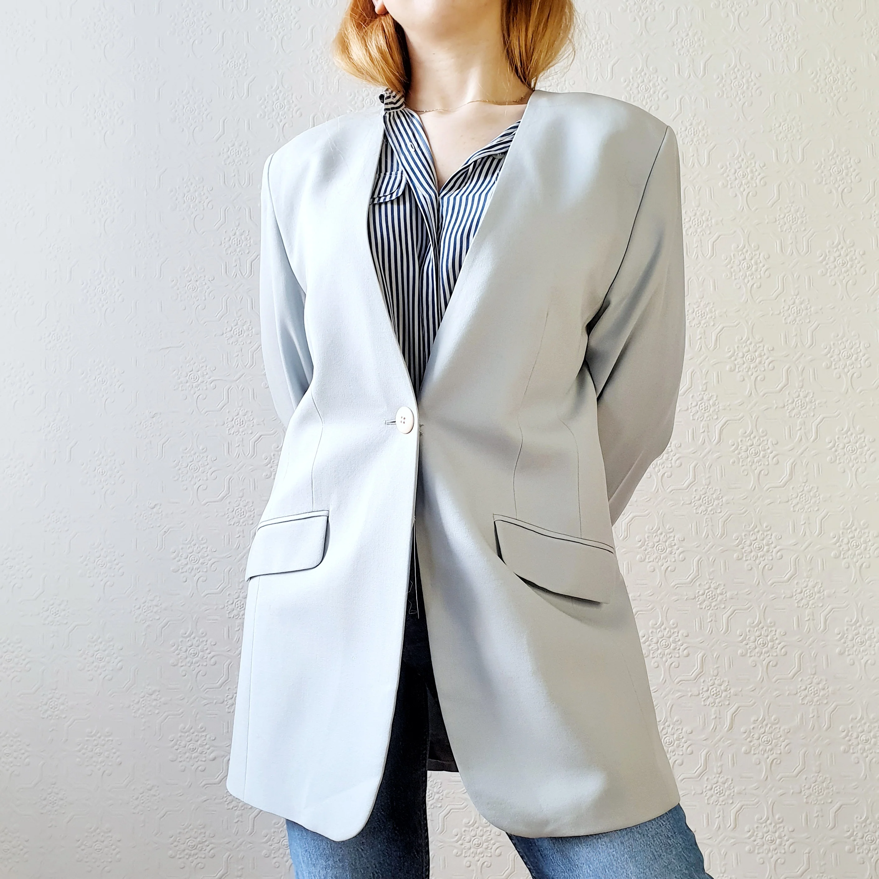 St Michael Baby Blue Wool Blazer - M/L - Image 4