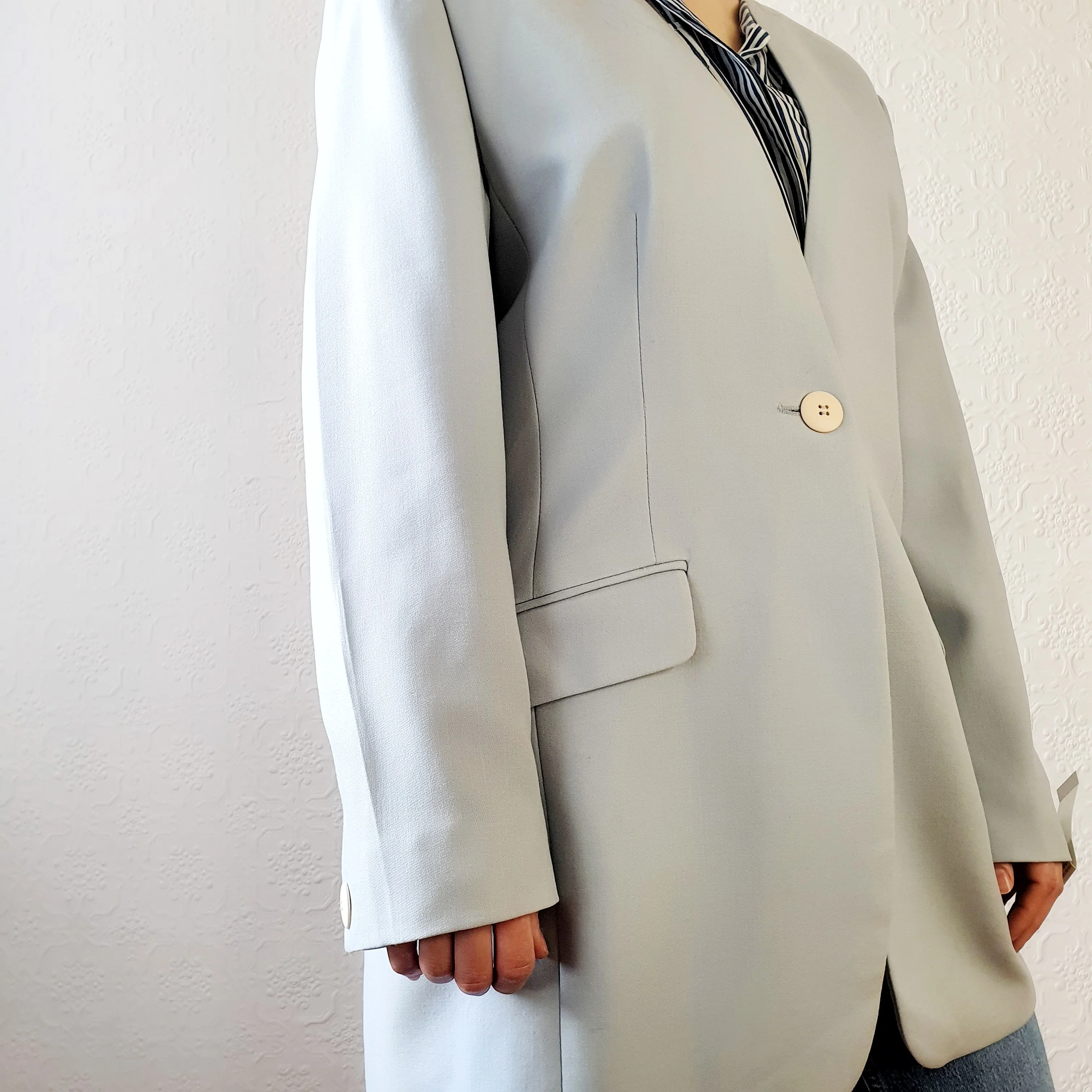 St Michael Baby Blue Wool Blazer - M/L - Image 5