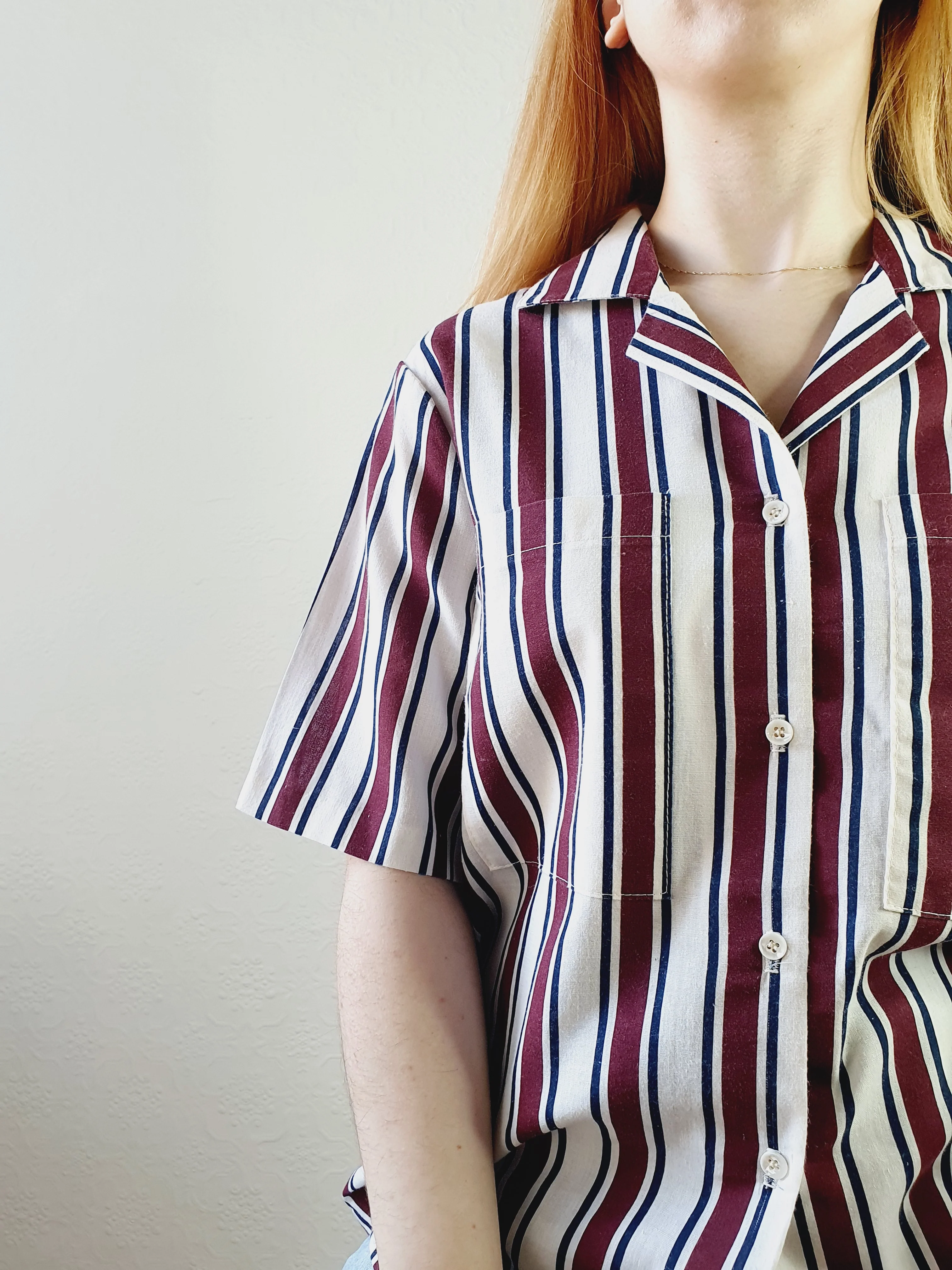 Striped Cotton Blend Boxy Top - M/L - Image 3