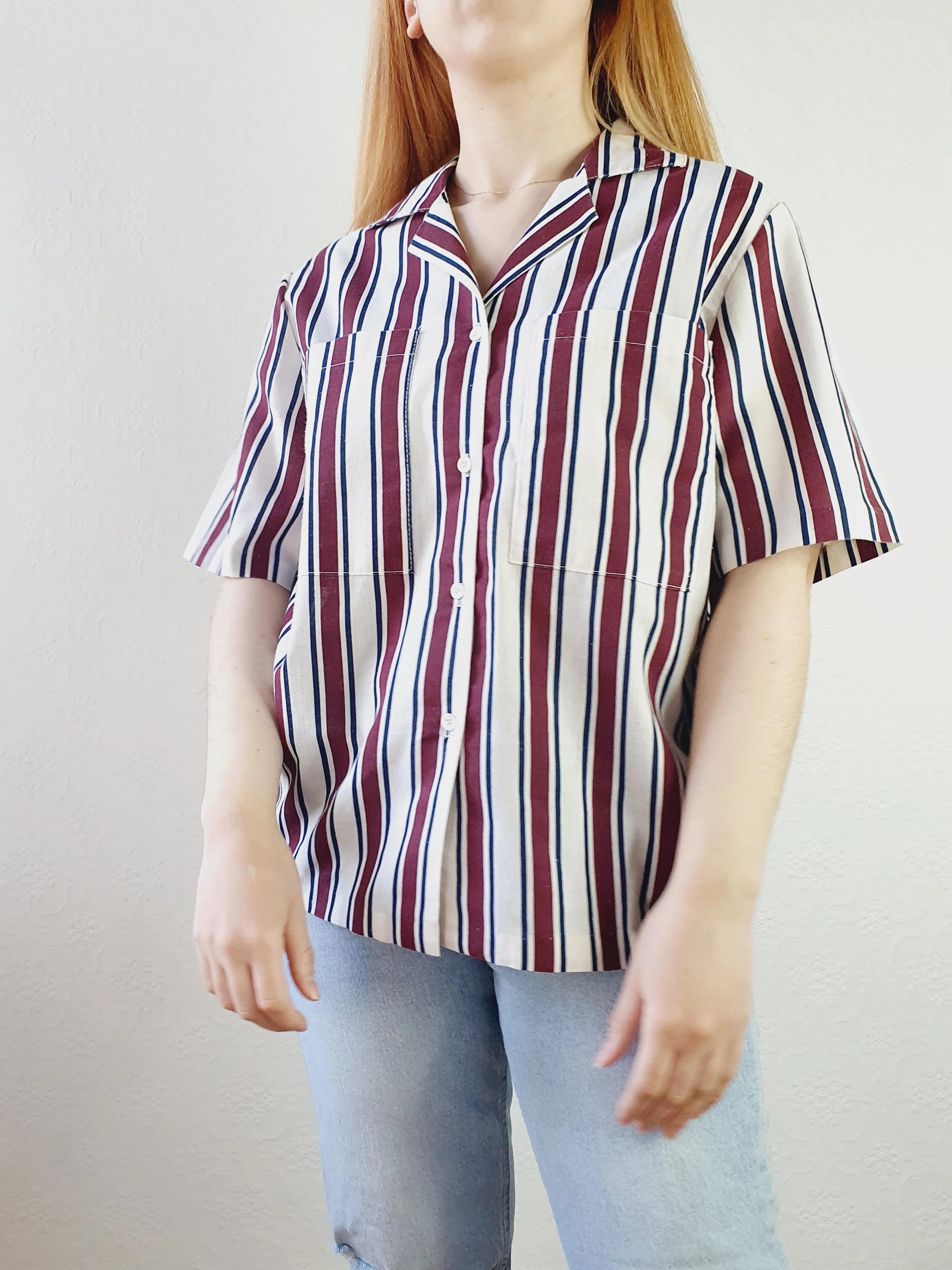 Striped Cotton Blend Boxy Top - M/L - Image 4