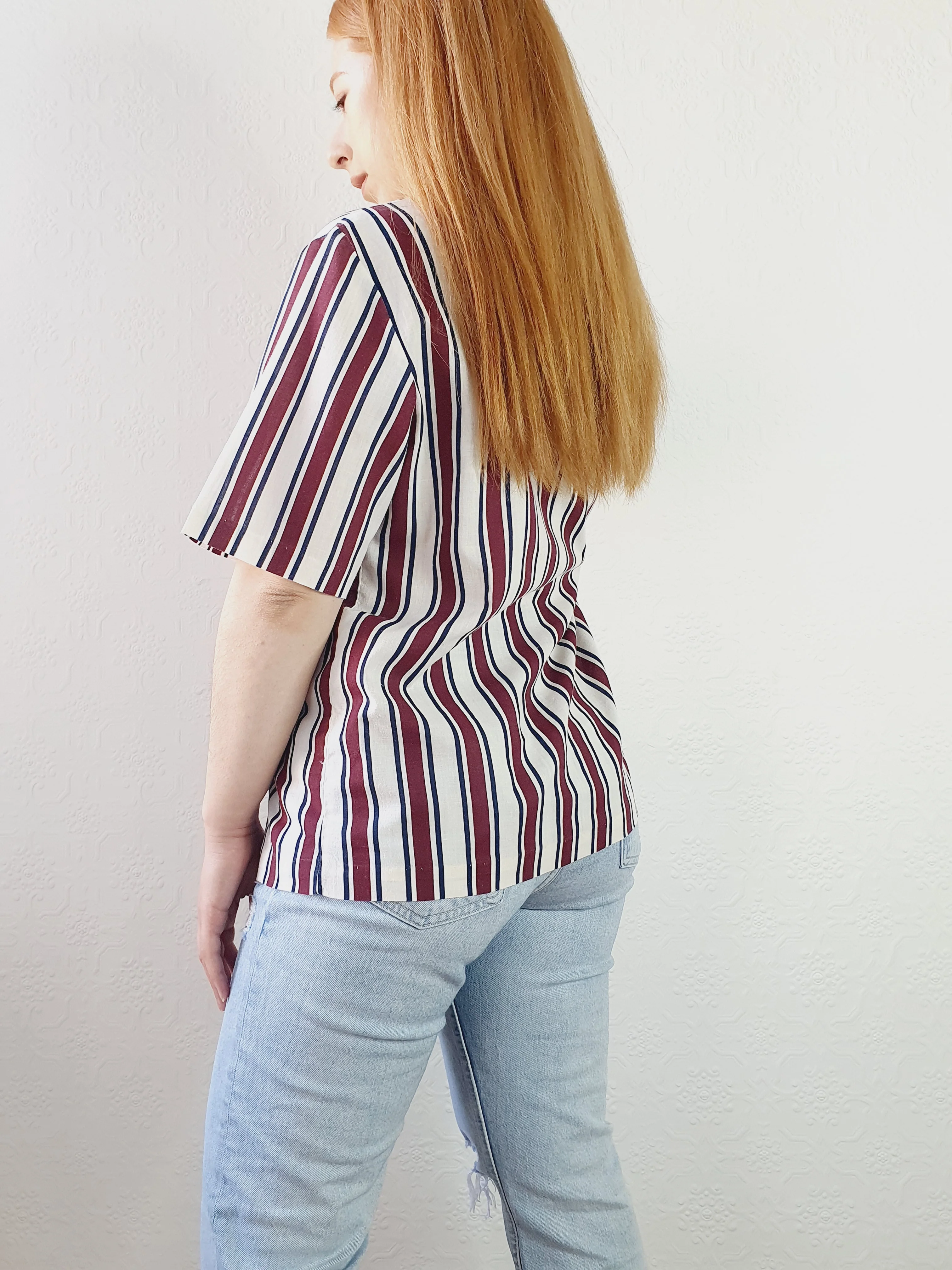 Striped Cotton Blend Boxy Top - M/L - Image 5