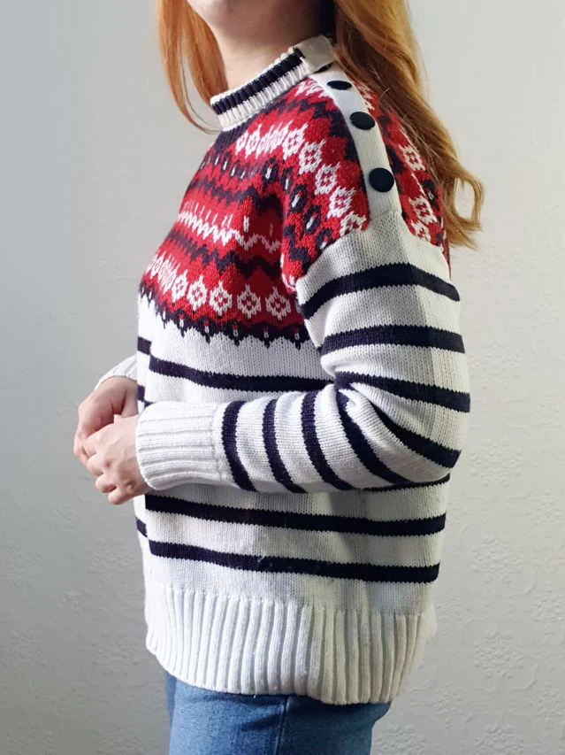 Striped Fairisle Style Jumper - M/L - Image 2