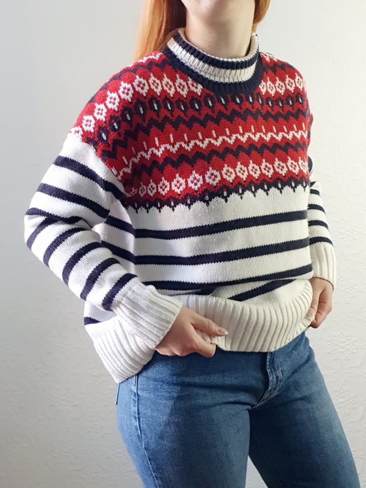 Striped Fairisle Style Jumper - M/L - Image 3
