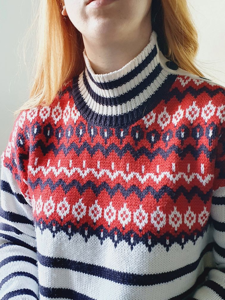 Striped Fairisle Style Jumper - M/L - Image 5
