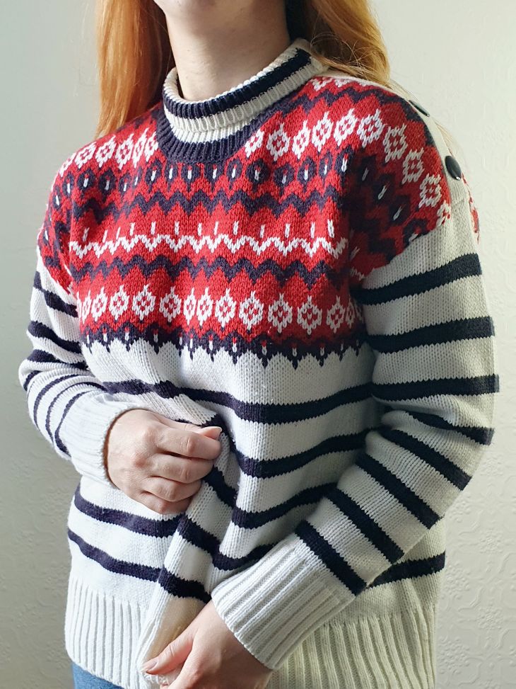 Striped Fairisle Style Jumper - M/L - Image 7