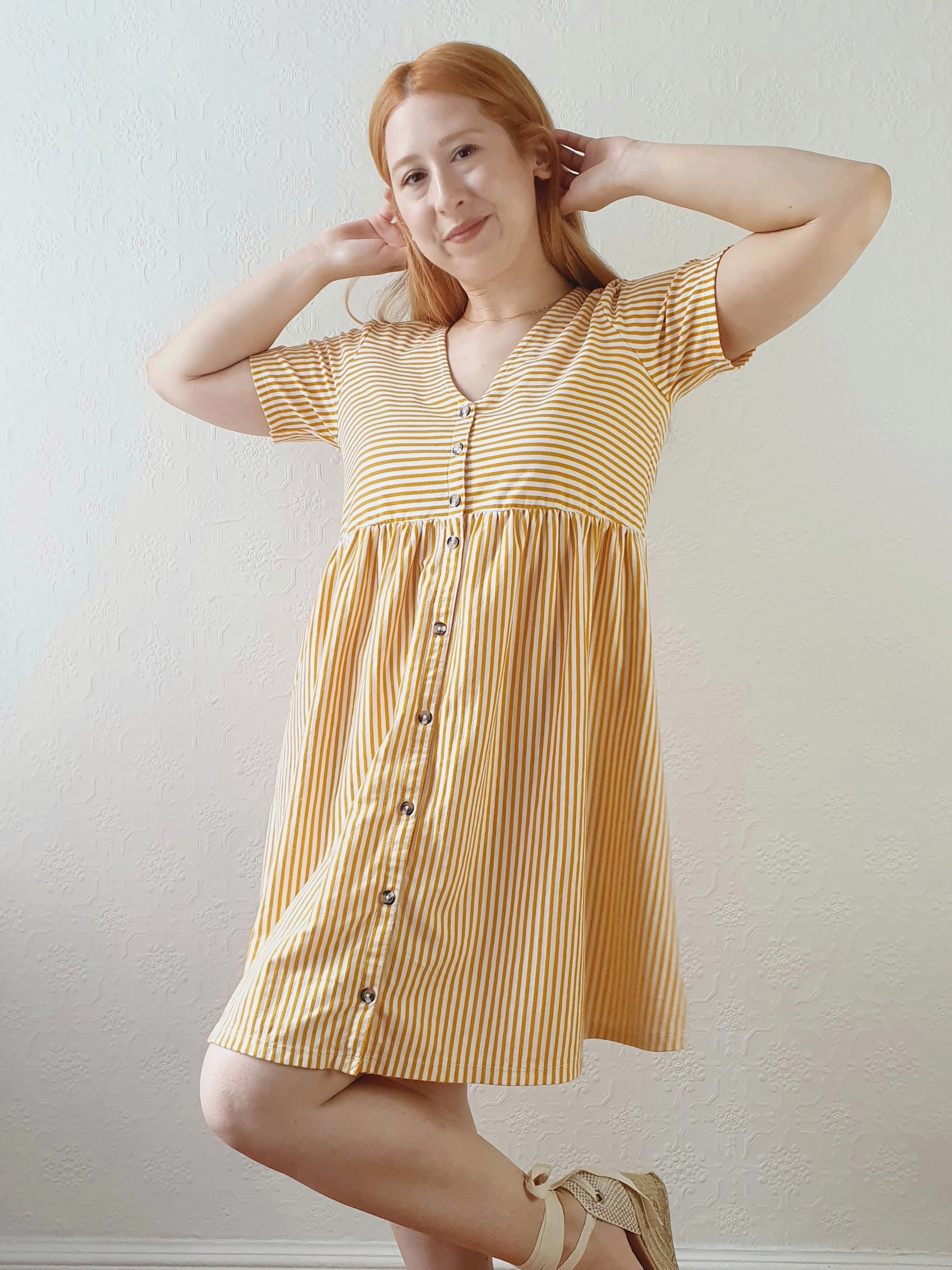 Striped Summer V-Neck Dress - S/M - Image 2