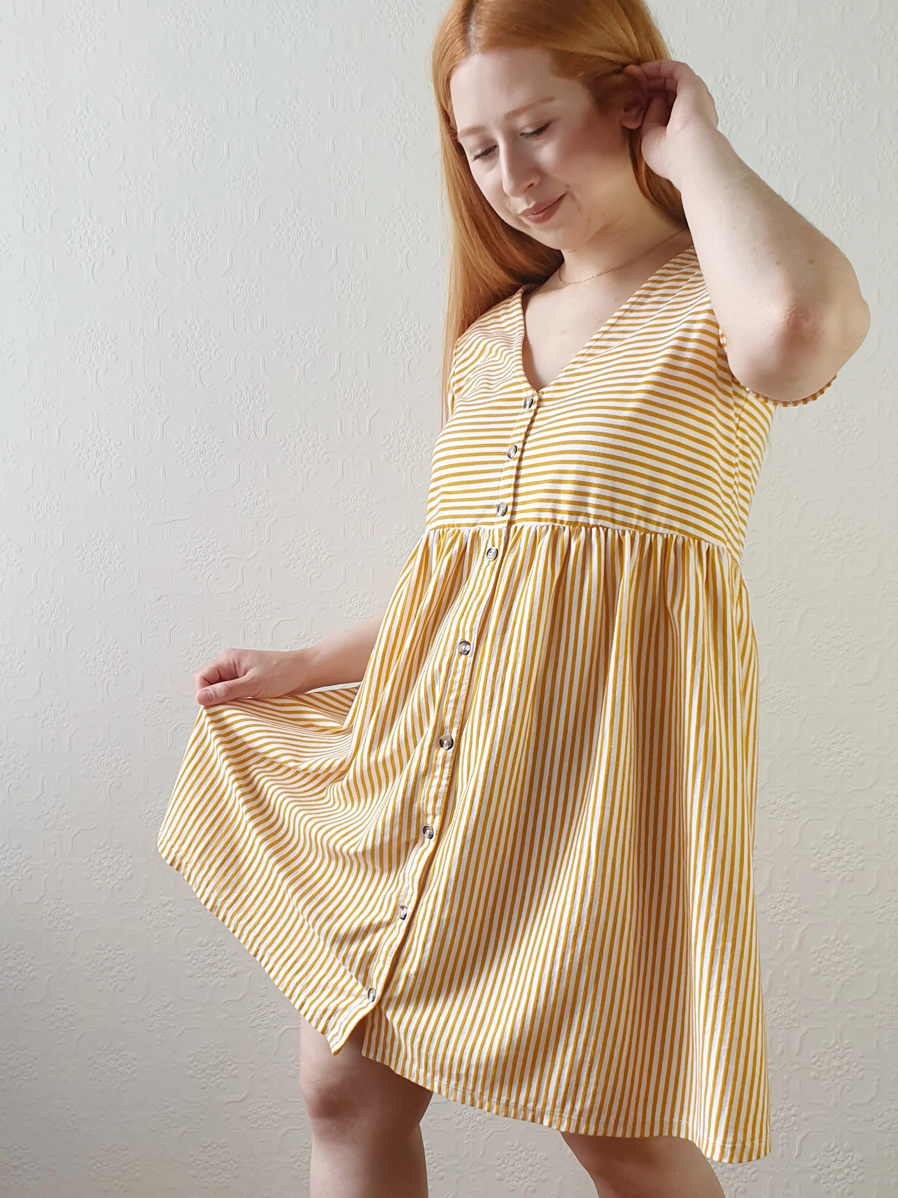 Striped Summer V-Neck Dress - S/M - Image 8