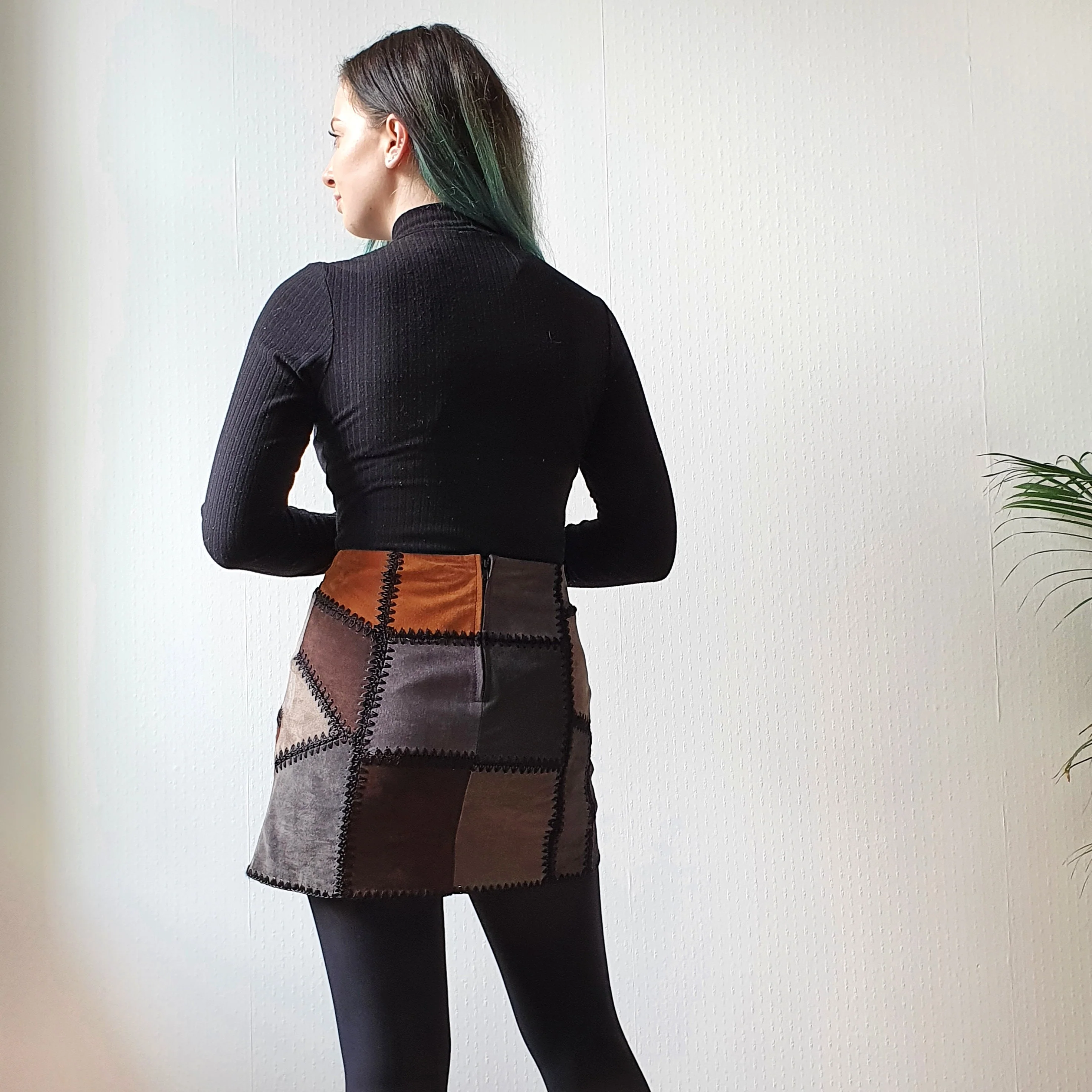 Suede Patchwork Skirt - XS - Image 2