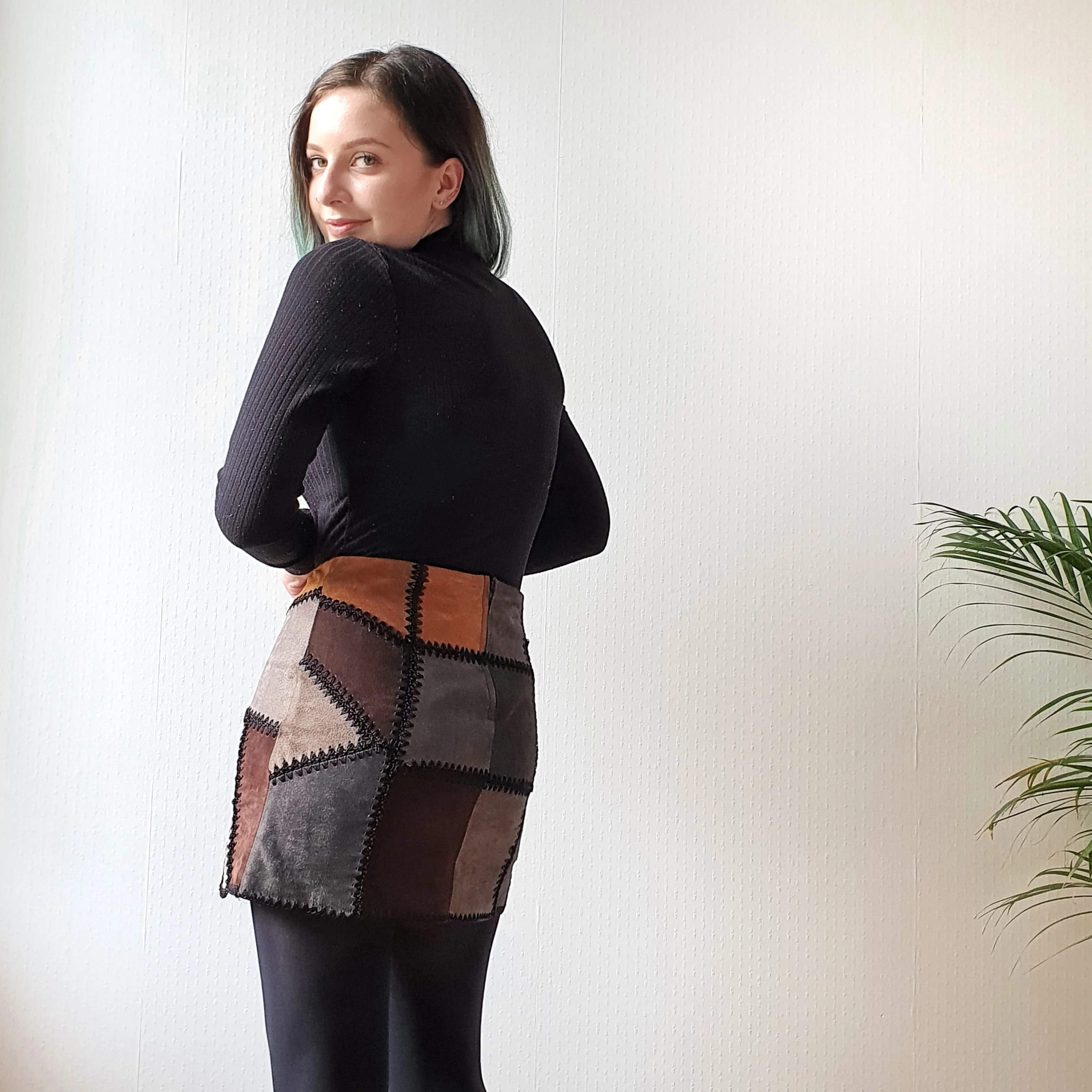 Suede Patchwork Skirt - XS - Image 3