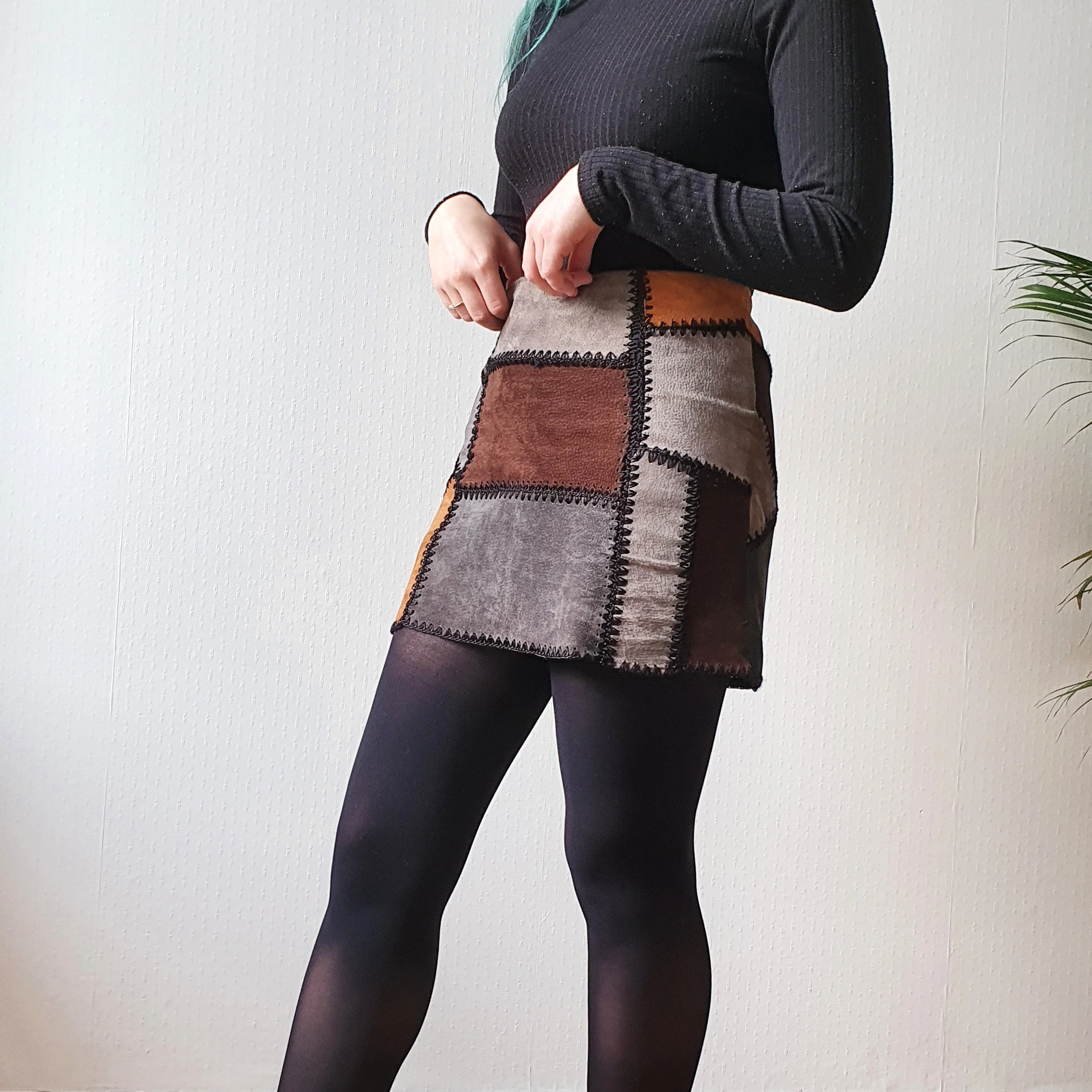Suede Patchwork Skirt - XS - Image 4