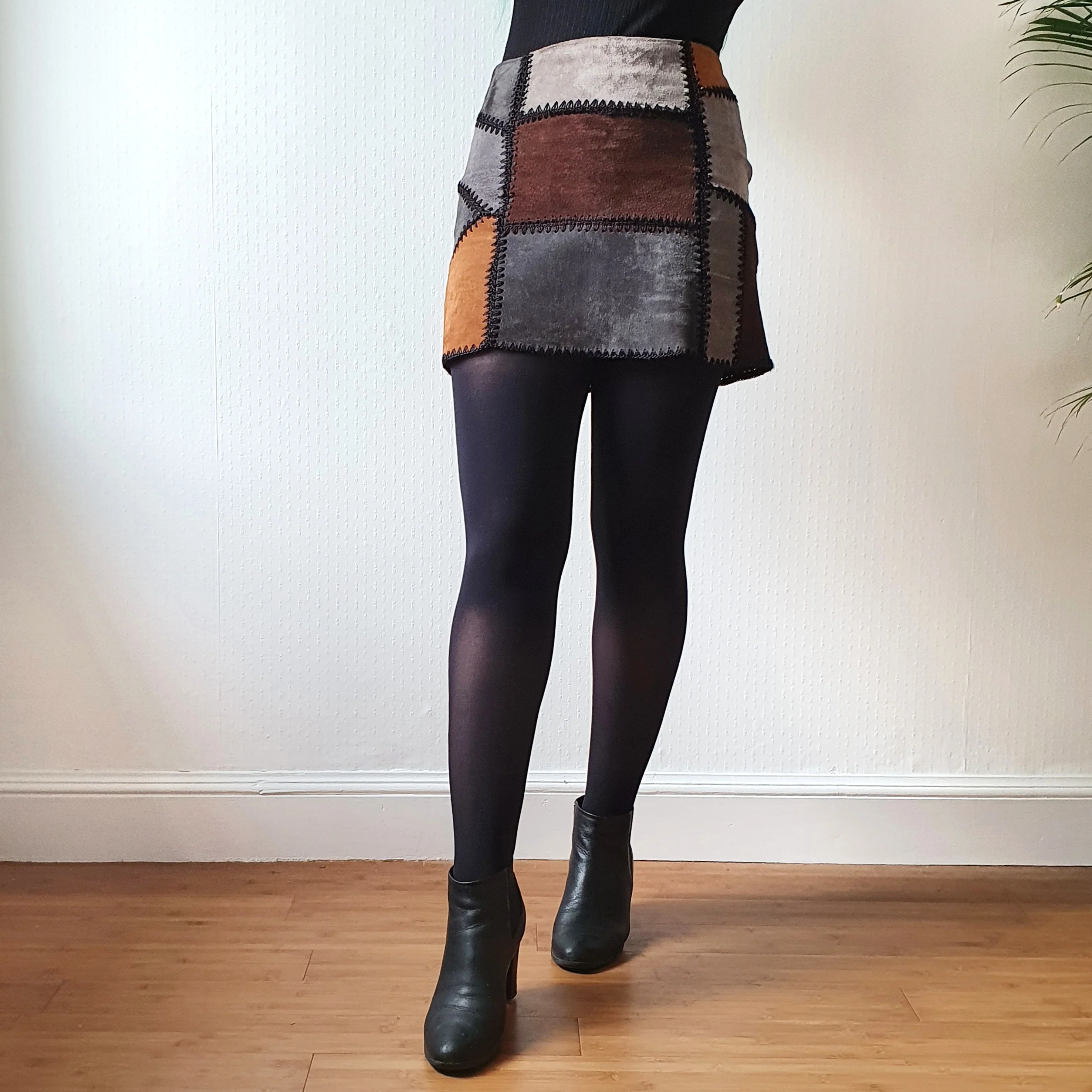 Suede Patchwork Skirt - XS - Image 5