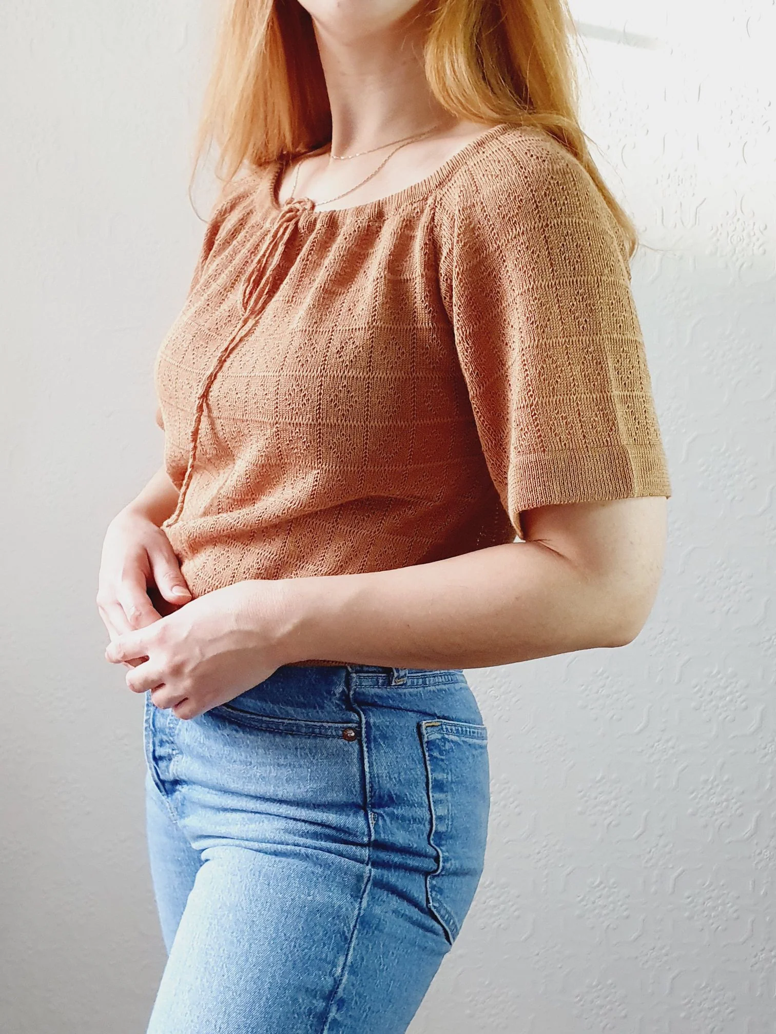 Tan Drawstring Vintage Jumper - S