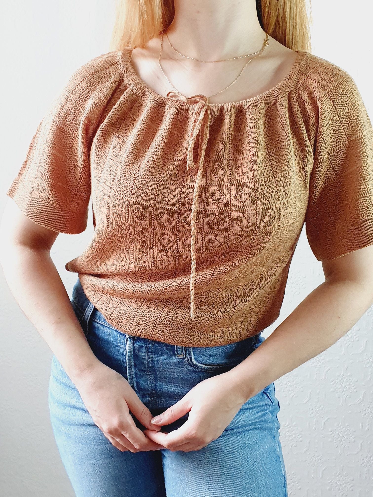 Tan Drawstring Vintage Jumper - S - Image 2