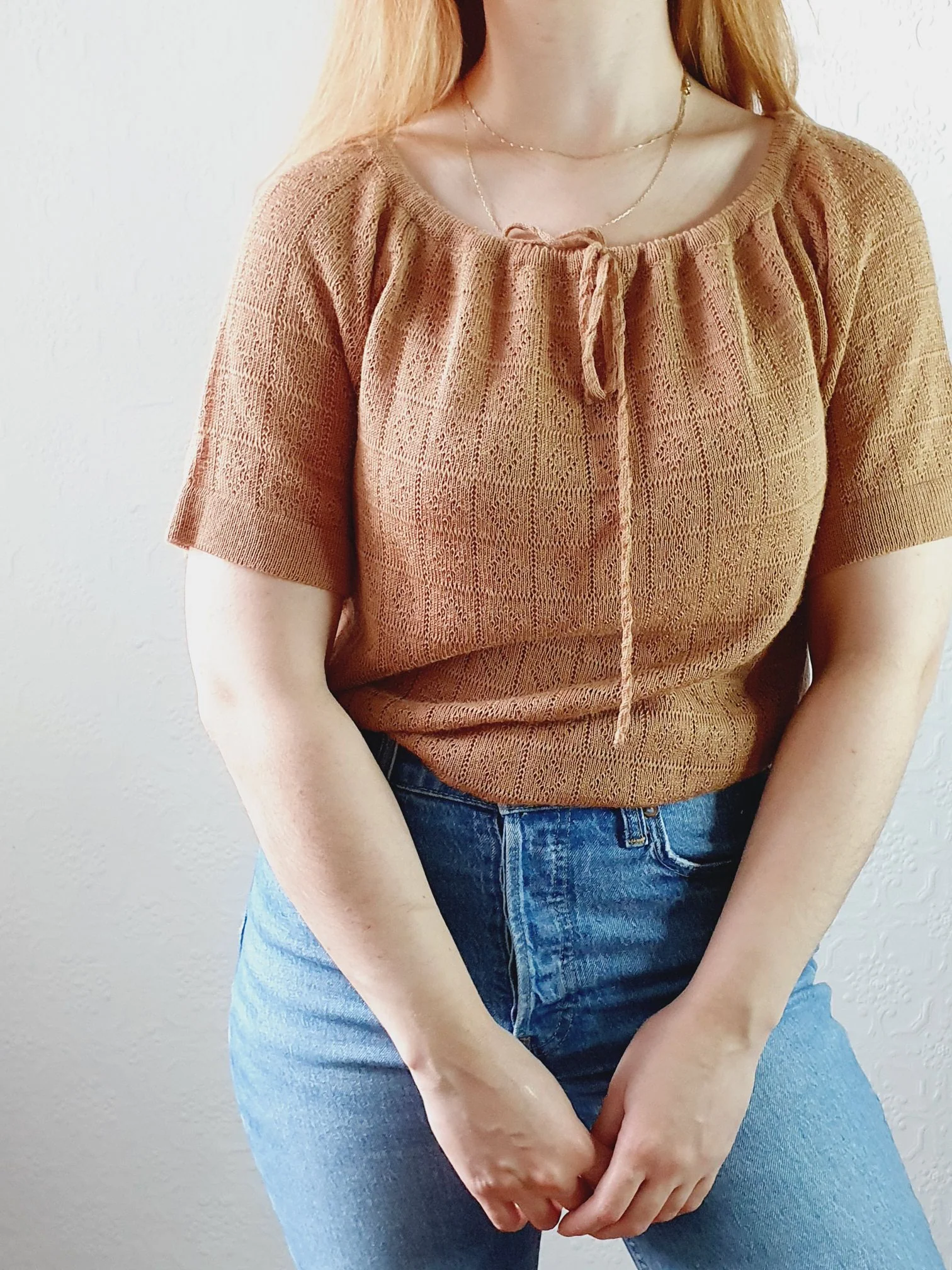 Tan Drawstring Vintage Jumper - S - Image 5